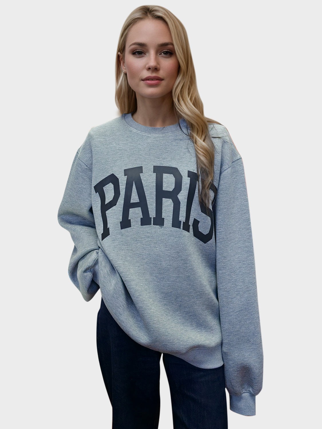 Basic Bae PARIS Round Neck Long Sleeve Air Scuba Sweatshirt-TOPS / DRESSES-[Adult]-[Female]-Gray-S-2022 Online Blue Zone Planet