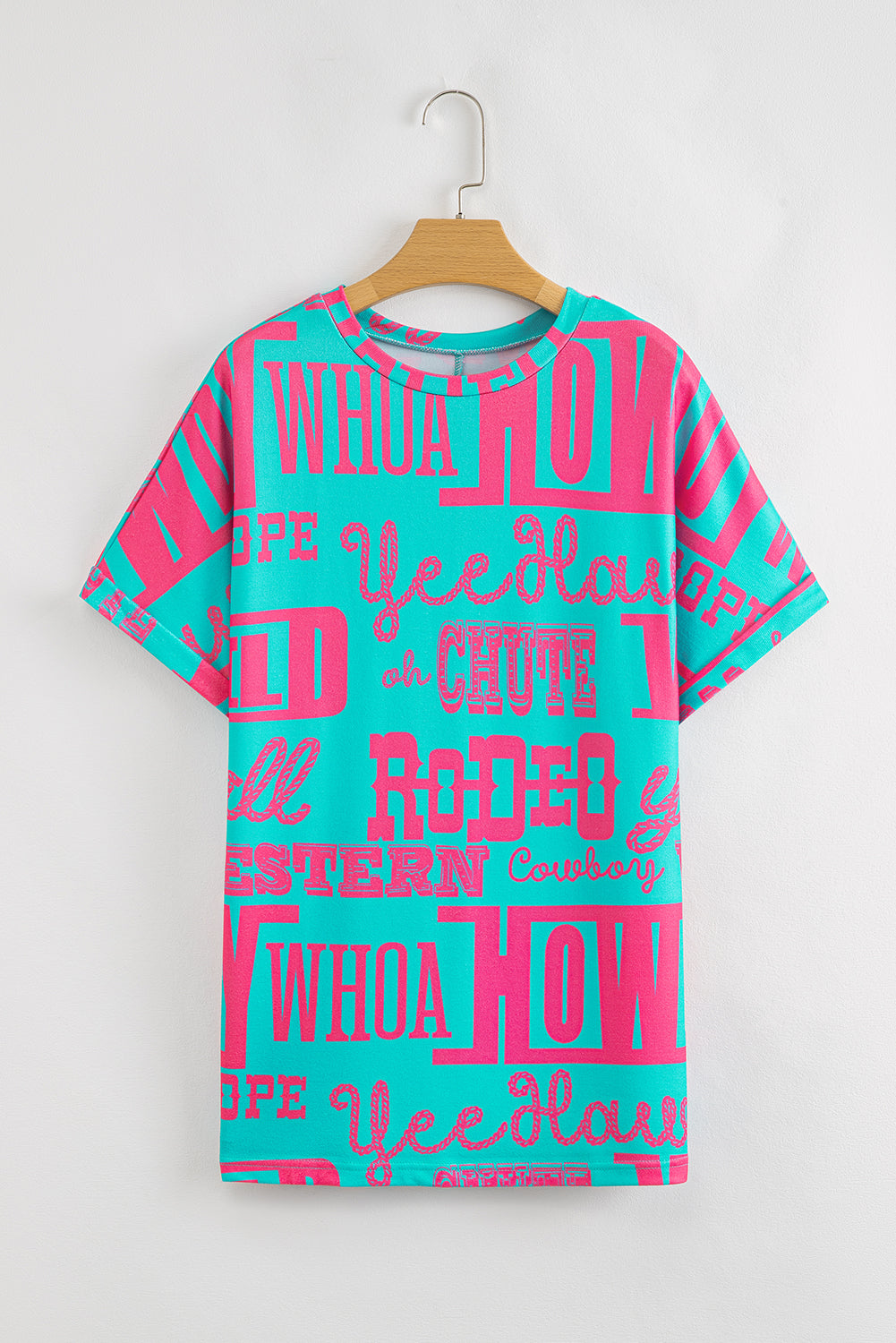 Green Howdy Cowboy Letter Printed Western Fashion Tee-Tops/Tops & Tees-[Adult]-[Female]-2022 Online Blue Zone Planet