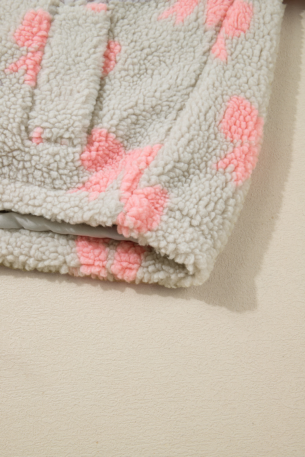 Gray Bow Sherpa Quarter Zip Drop Shoulder Baggy Sweatshirt-Tops/Sweatshirts & Hoodies-[Adult]-[Female]-2022 Online Blue Zone Planet