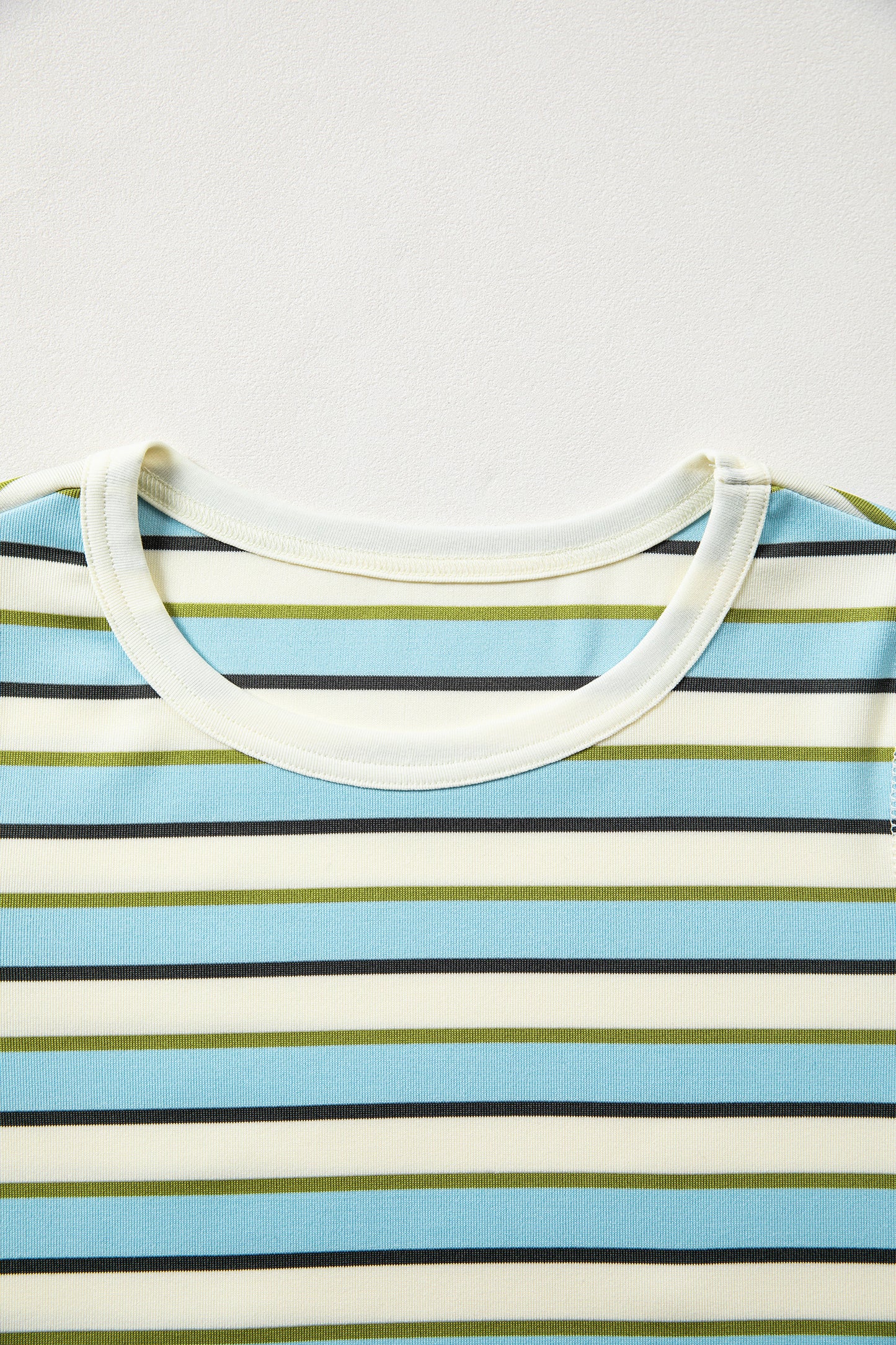 Multicolour Striped Round Neck Ribbed Knit Long Sleeve Top-Tops/Long Sleeve Tops-[Adult]-[Female]-2022 Online Blue Zone Planet