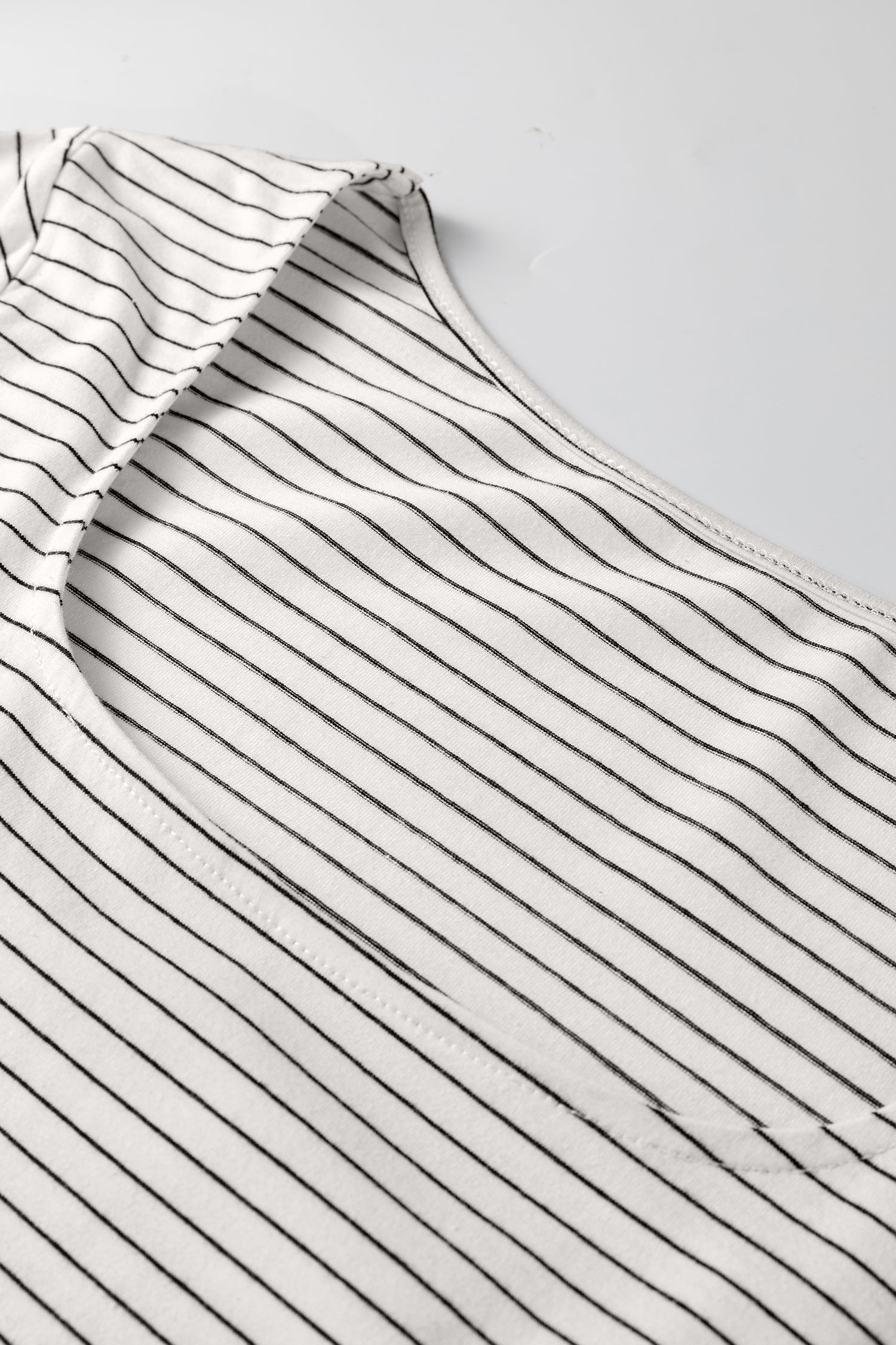 White Stripe Square Neck Long Sleeve Top-Tops/Long Sleeve Tops-[Adult]-[Female]-2022 Online Blue Zone Planet