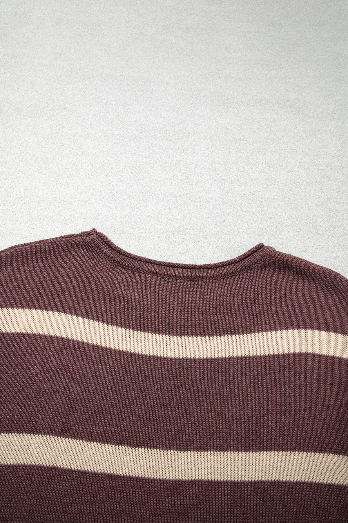 Brown Stripe Knit Western Short Sleeve Sweater-Sweaters & Cardigans/Short Sleeve Sweaters-[Adult]-[Female]-2022 Online Blue Zone Planet