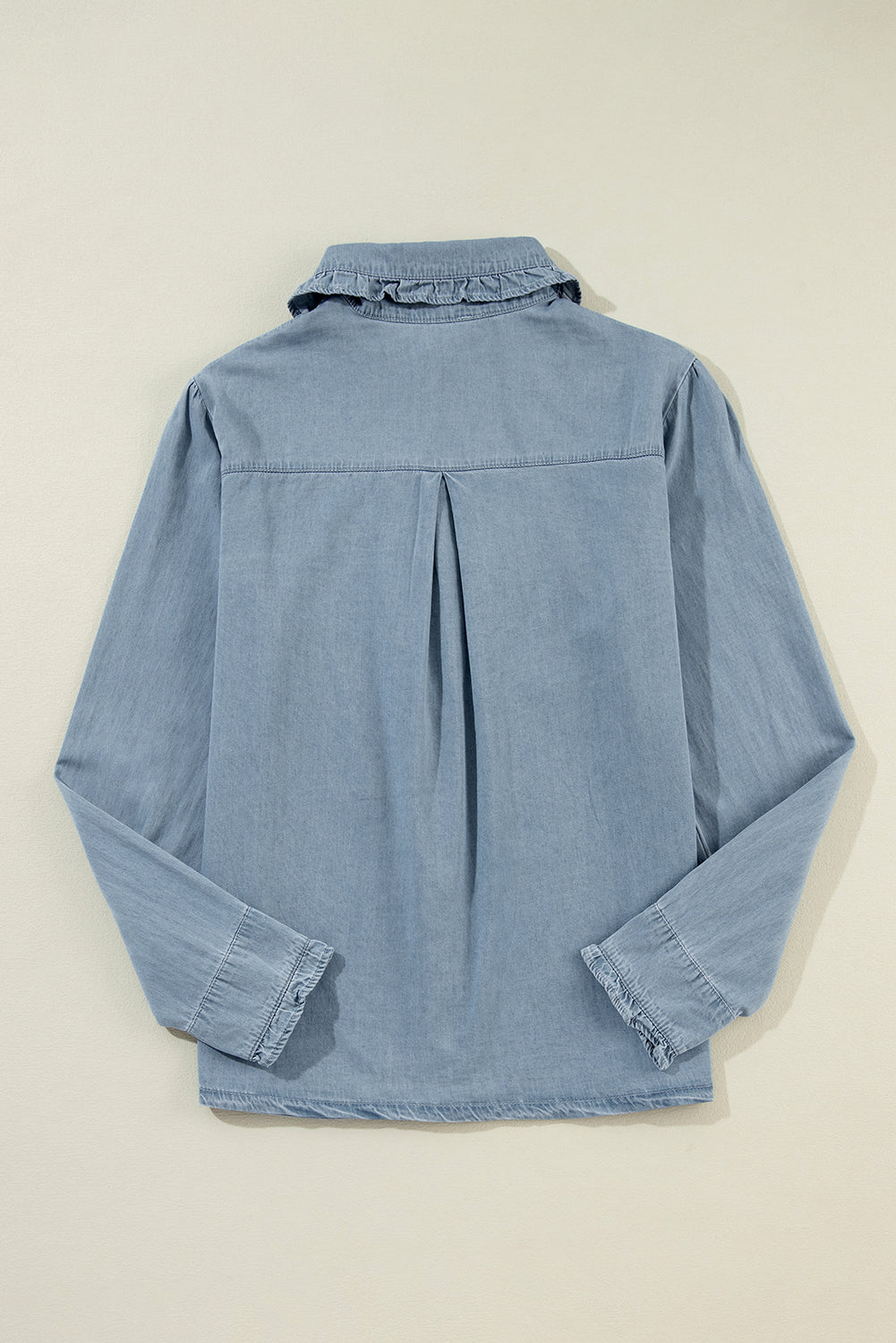 Button Up Long Sleeve Denim Top-TOPS / DRESSES-[Adult]-[Female]-2022 Online Blue Zone Planet