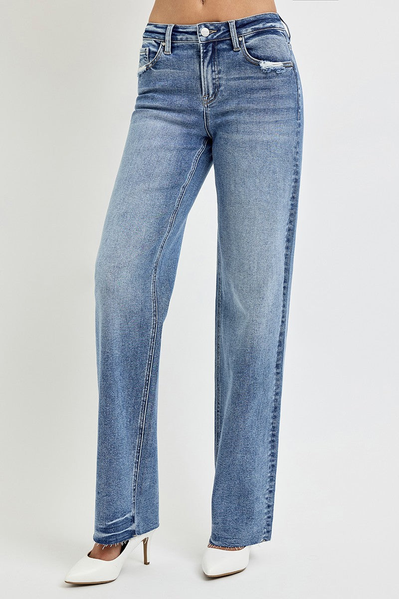 Blue Zone Planet | RISEN Full Size High Rise Straight Leg Jeans with Pockets-TOPS / DRESSES-[Adult]-[Female]-2022 Online Blue Zone Planet