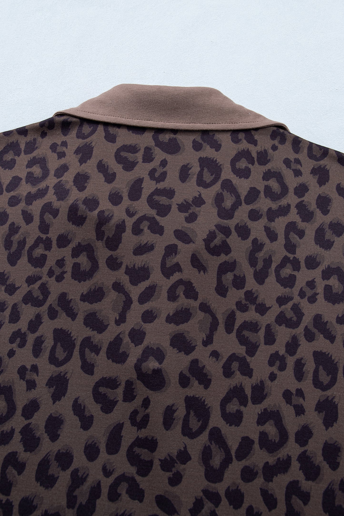 Brown V Neck Collar Leopard Printed 2pcs Short Set-Two Piece Sets/Short Sets-[Adult]-[Female]-2022 Online Blue Zone Planet