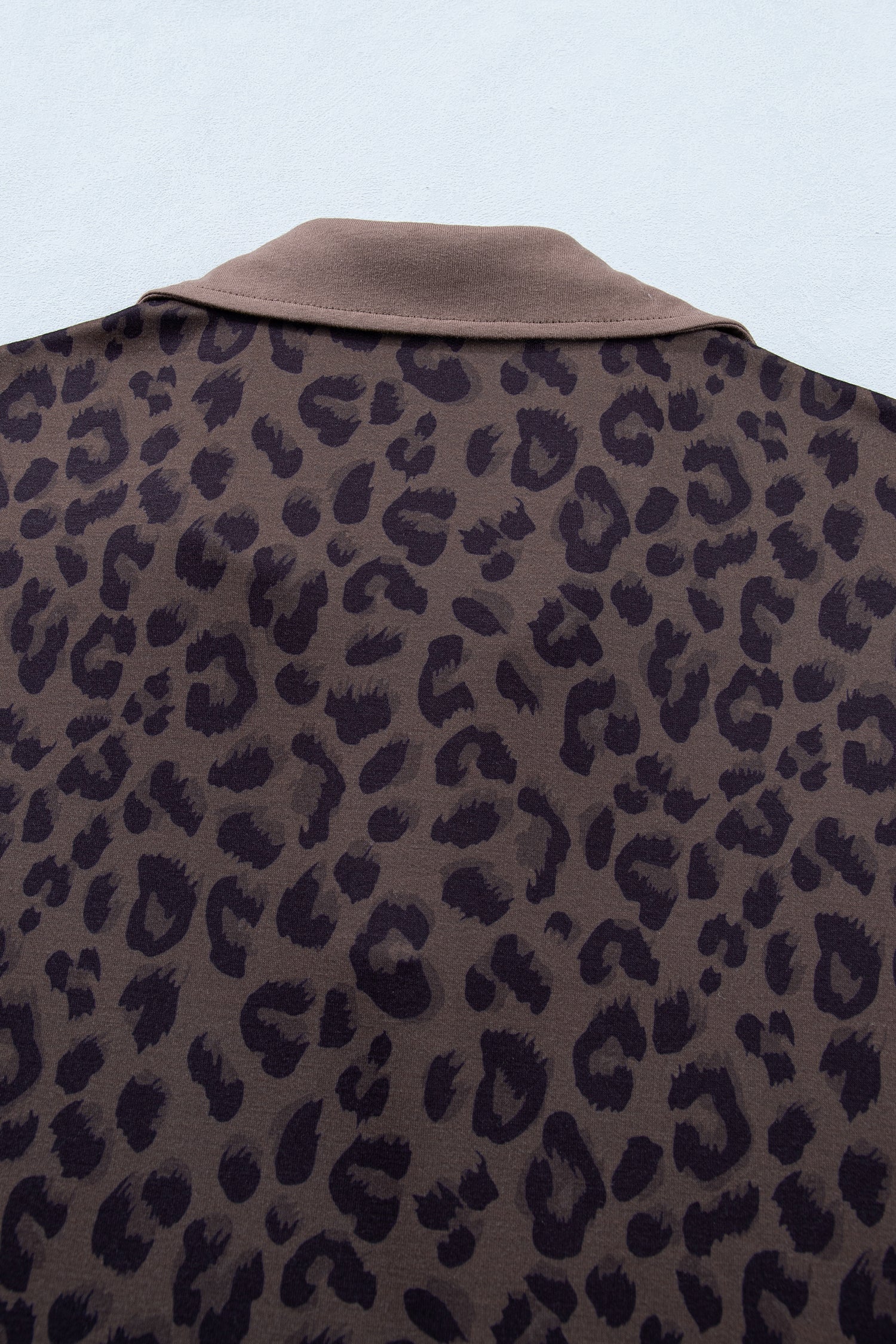 Brown V Neck Collar Leopard Printed 2pcs Short Set-Two Piece Sets/Short Sets-[Adult]-[Female]-2022 Online Blue Zone Planet