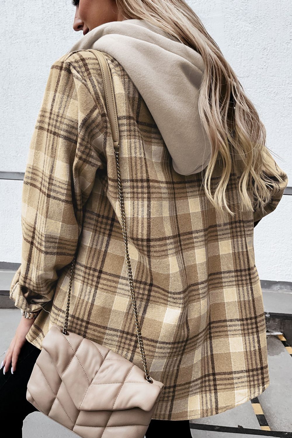 Plaid Button Up Long Sleeve Hooded Jacket-TOPS / DRESSES-[Adult]-[Female]-2022 Online Blue Zone Planet