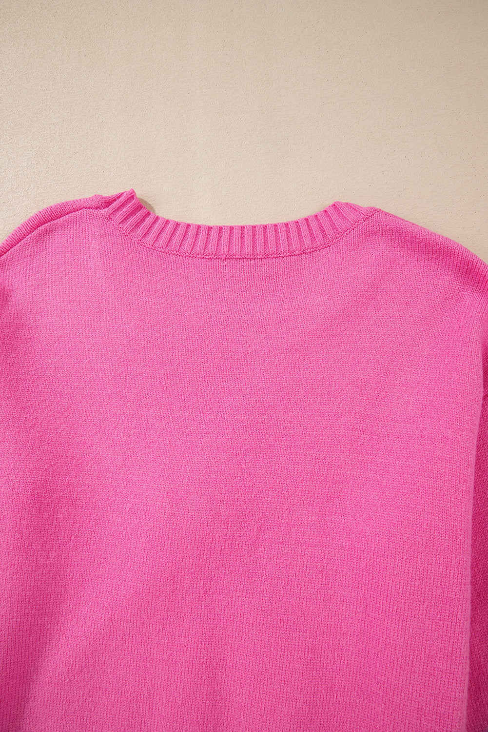 Blue Zone Planet | Bright Pink Sweet Bow Pattern Drop Sleeve Knit Sweater-Sweaters-[Adult]-[Female]-2022 Online Blue Zone Planet