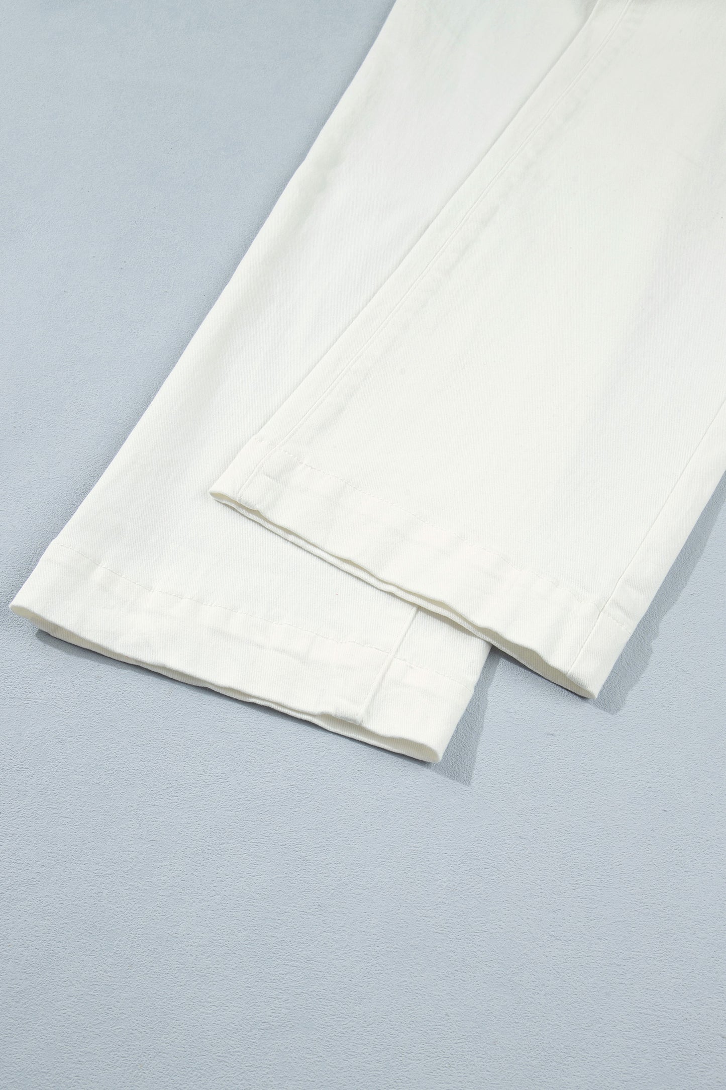 White Solid Color Scalloped Patch Pocket Shift Jeans-Bottoms/Jeans-[Adult]-[Female]-2022 Online Blue Zone Planet