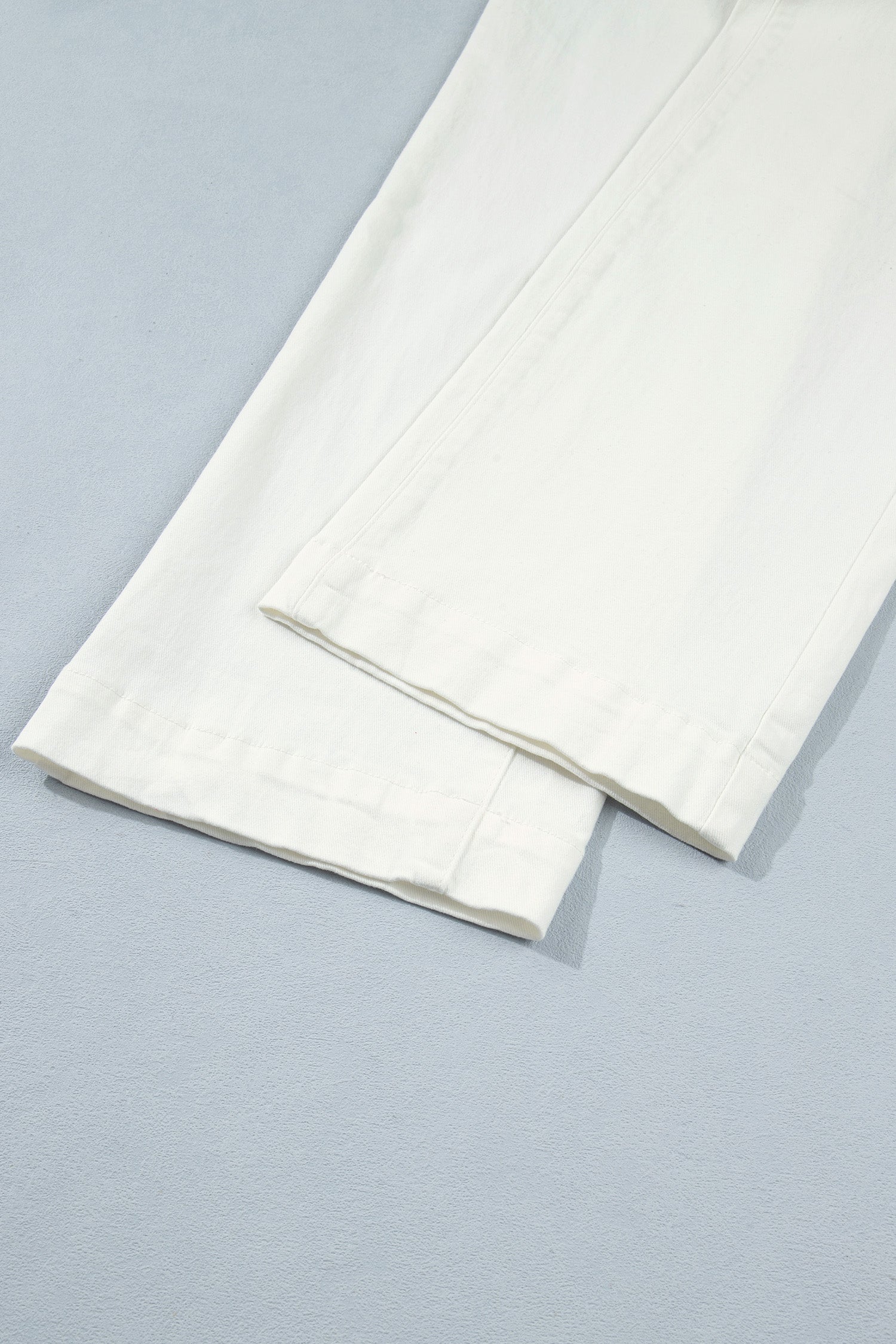 White Solid Color Scalloped Patch Pocket Shift Jeans-Bottoms/Jeans-[Adult]-[Female]-2022 Online Blue Zone Planet