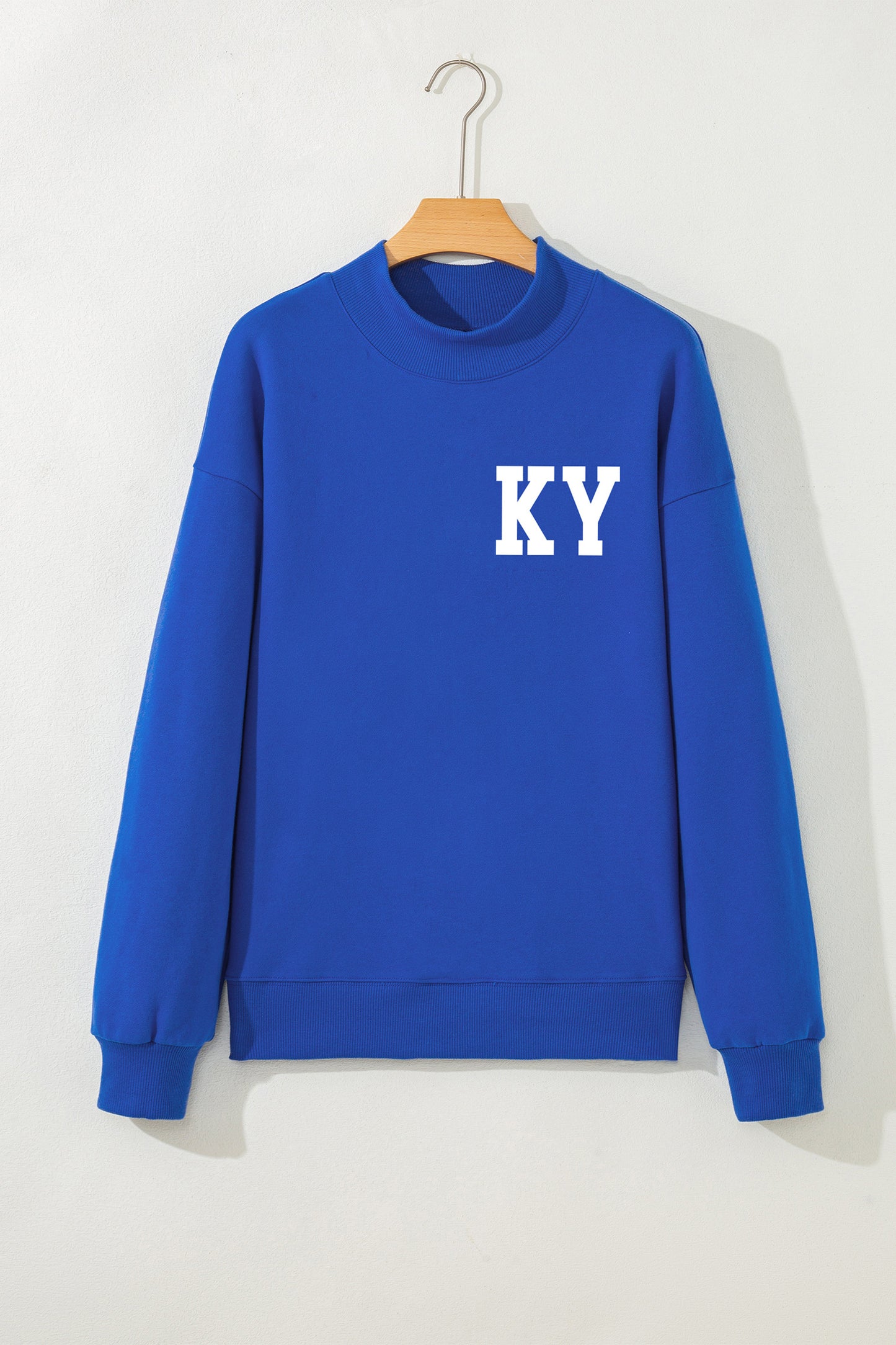 Dark Blue KY KENTUCKY Printed Mock Neck Sweatshirt-Graphic/Graphic Sweatshirts-[Adult]-[Female]-2022 Online Blue Zone Planet