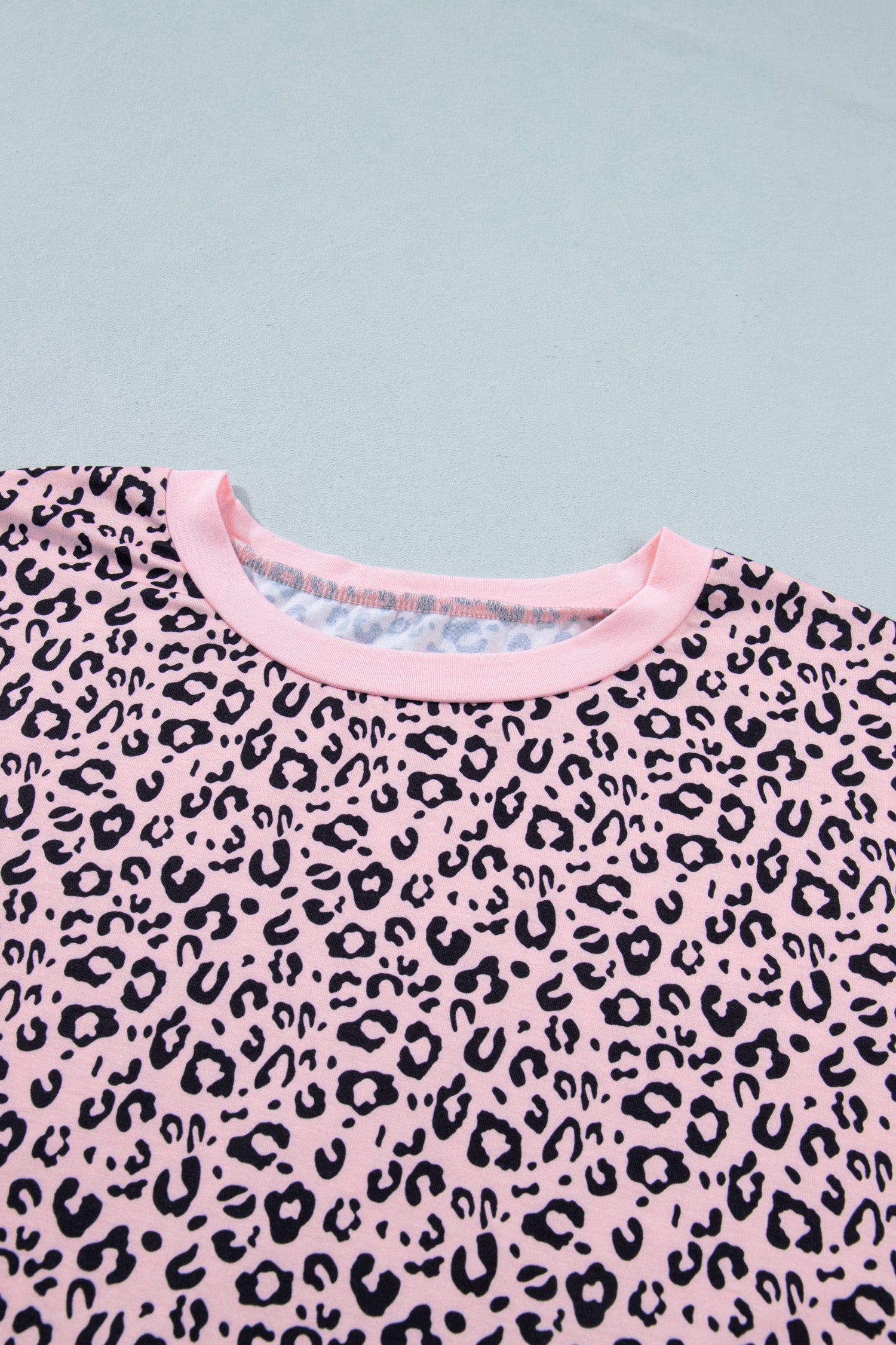 Pink Leopard Striped Contrast Patchwork Plus Size Tee-Plus Size/Plus Size Tops/Plus Size Tops & Tees-[Adult]-[Female]-2022 Online Blue Zone Planet