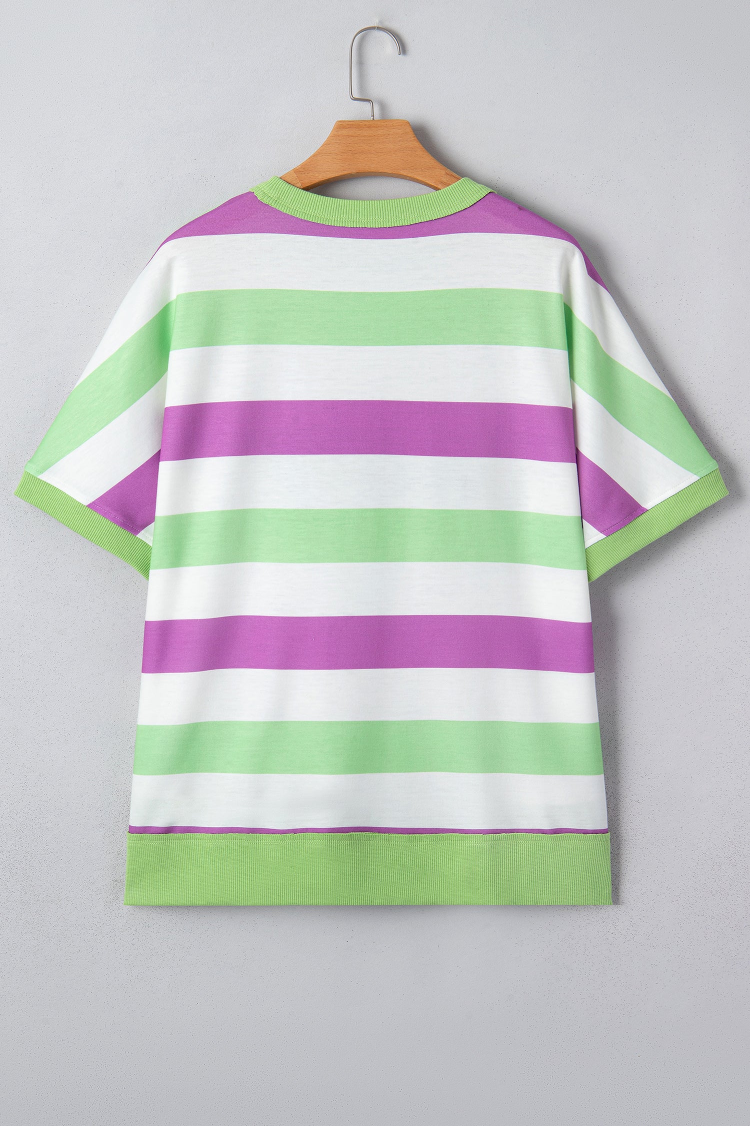 Green Stripe Lucky Clover Embroidered Graphic Dolman Loose Tee-Tops/Tops & Tees-[Adult]-[Female]-2022 Online Blue Zone Planet