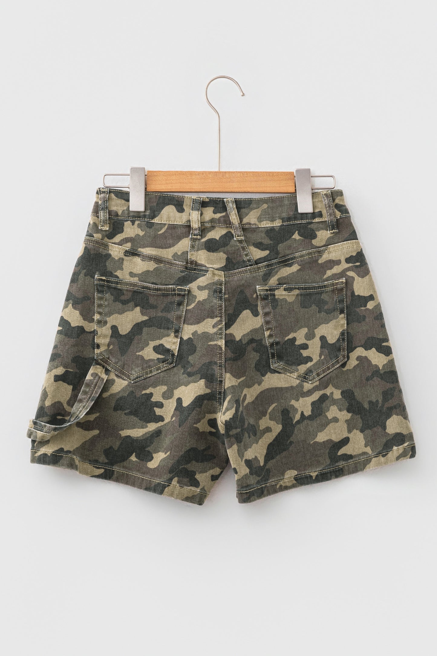 Green Camouflage High Rise Denim Shorts-Bottoms/Denim Shorts-[Adult]-[Female]-2022 Online Blue Zone Planet