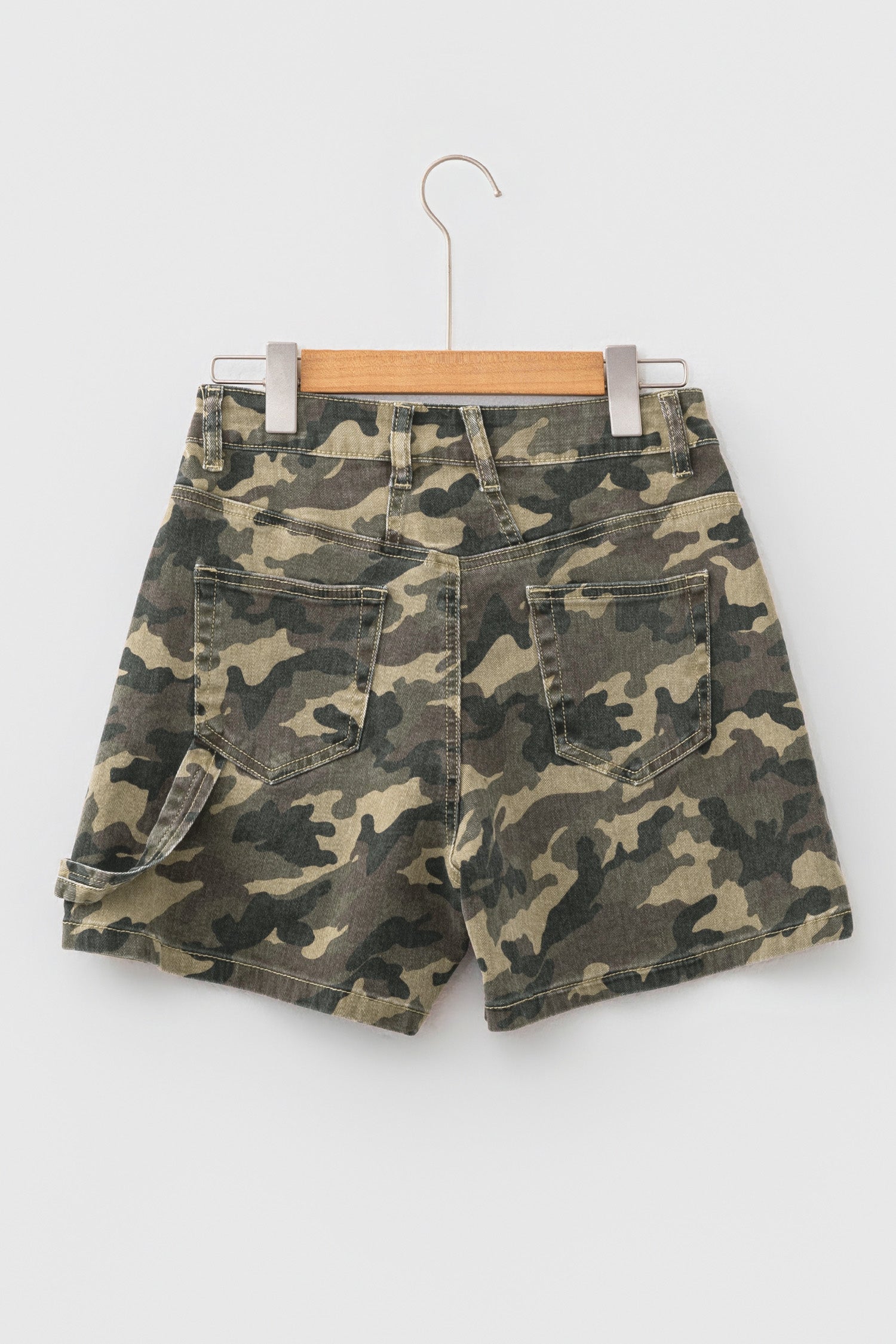 Green Camouflage High Rise Denim Shorts-Bottoms/Denim Shorts-[Adult]-[Female]-2022 Online Blue Zone Planet