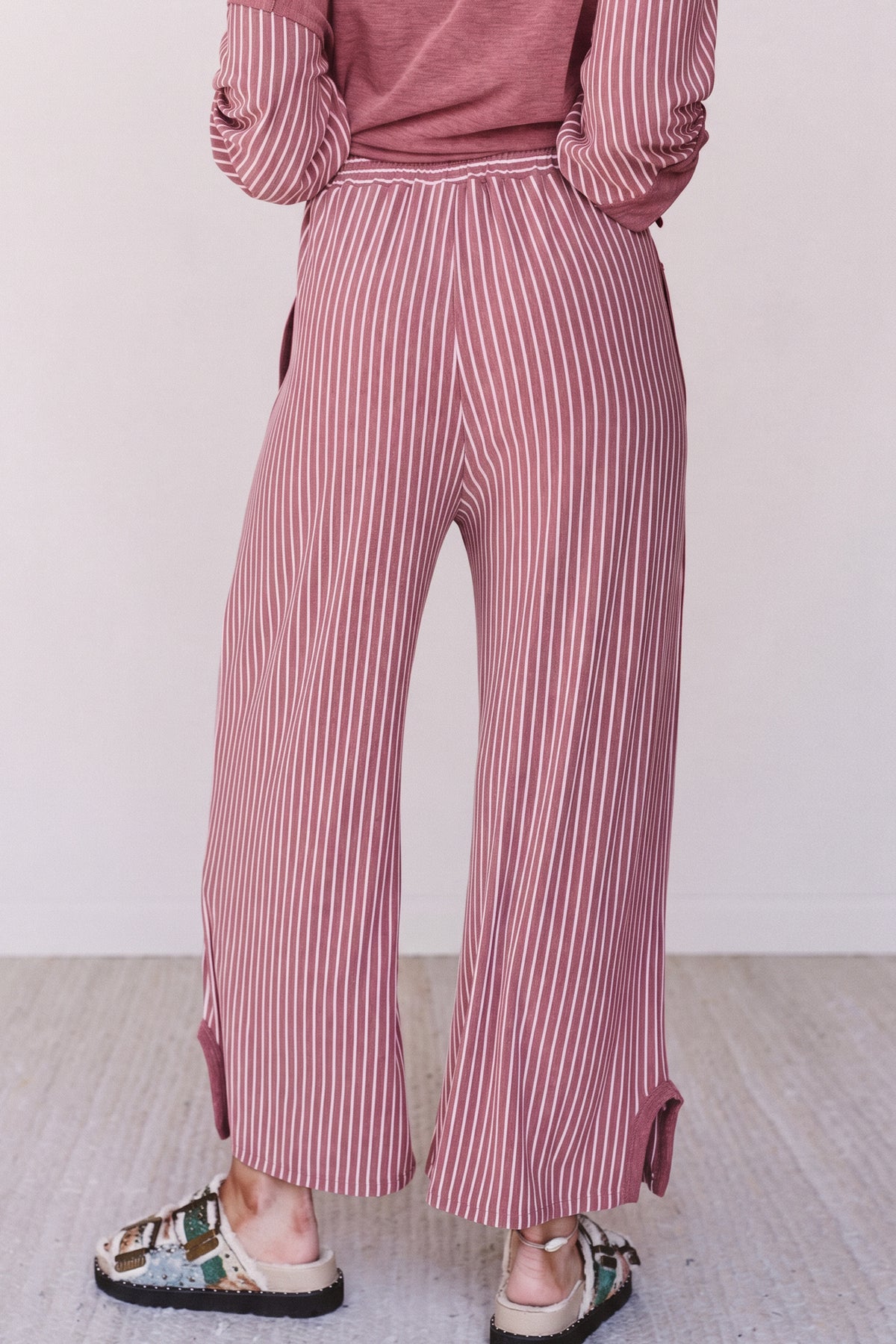 Fushia Raw Seam Patchwork Long Sleeve Top Pocket Casual Pants 2pcs Set-Two Piece Sets/Pant Sets-[Adult]-[Female]-2022 Online Blue Zone Planet
