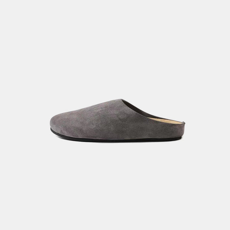 Blue Zone Planet | Suede Round Toe Slip-Ons-SHOES-[Adult]-[Female]-Gray-35(US4)-2022 Online Blue Zone Planet