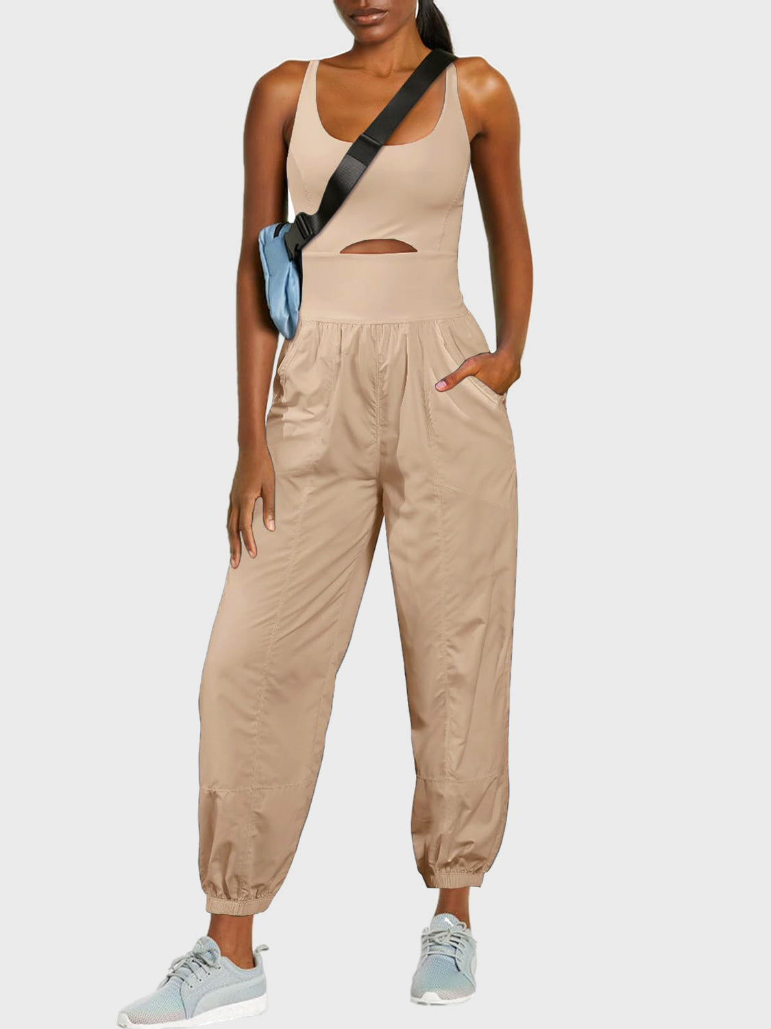 Cutout Scoop Neck Wide Strap Jumpsuit-TOPS / DRESSES-[Adult]-[Female]-Tan-S-2022 Online Blue Zone Planet