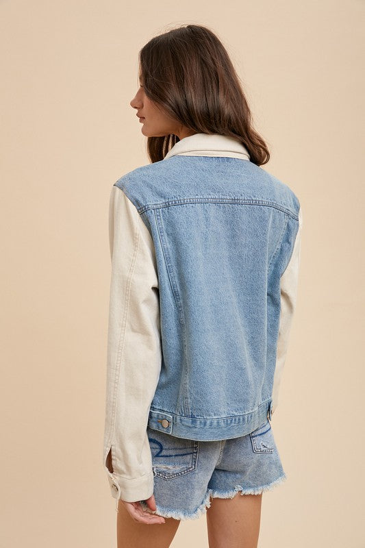 Annie Wear Collared Neck Double Placket Denim Jacket-TOPS / DRESSES-[Adult]-[Female]-2022 Online Blue Zone Planet