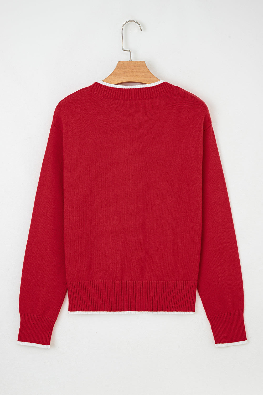 Black Contrast Trim Big Bow Accent Holiday Cropped Sweater-TOPS / DRESSES-[Adult]-[Female]-2022 Online Blue Zone Planet