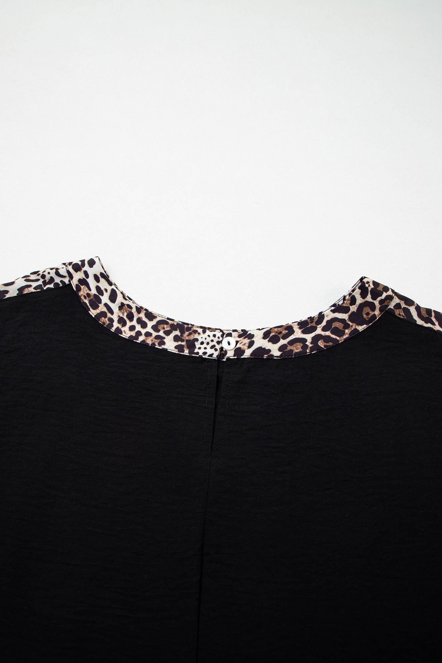 Black Plus Size Leopard Patchwork Round Neck Loose Tee-Plus Size/Plus Size Tops/Plus Size Tops & Tees-[Adult]-[Female]-2022 Online Blue Zone Planet