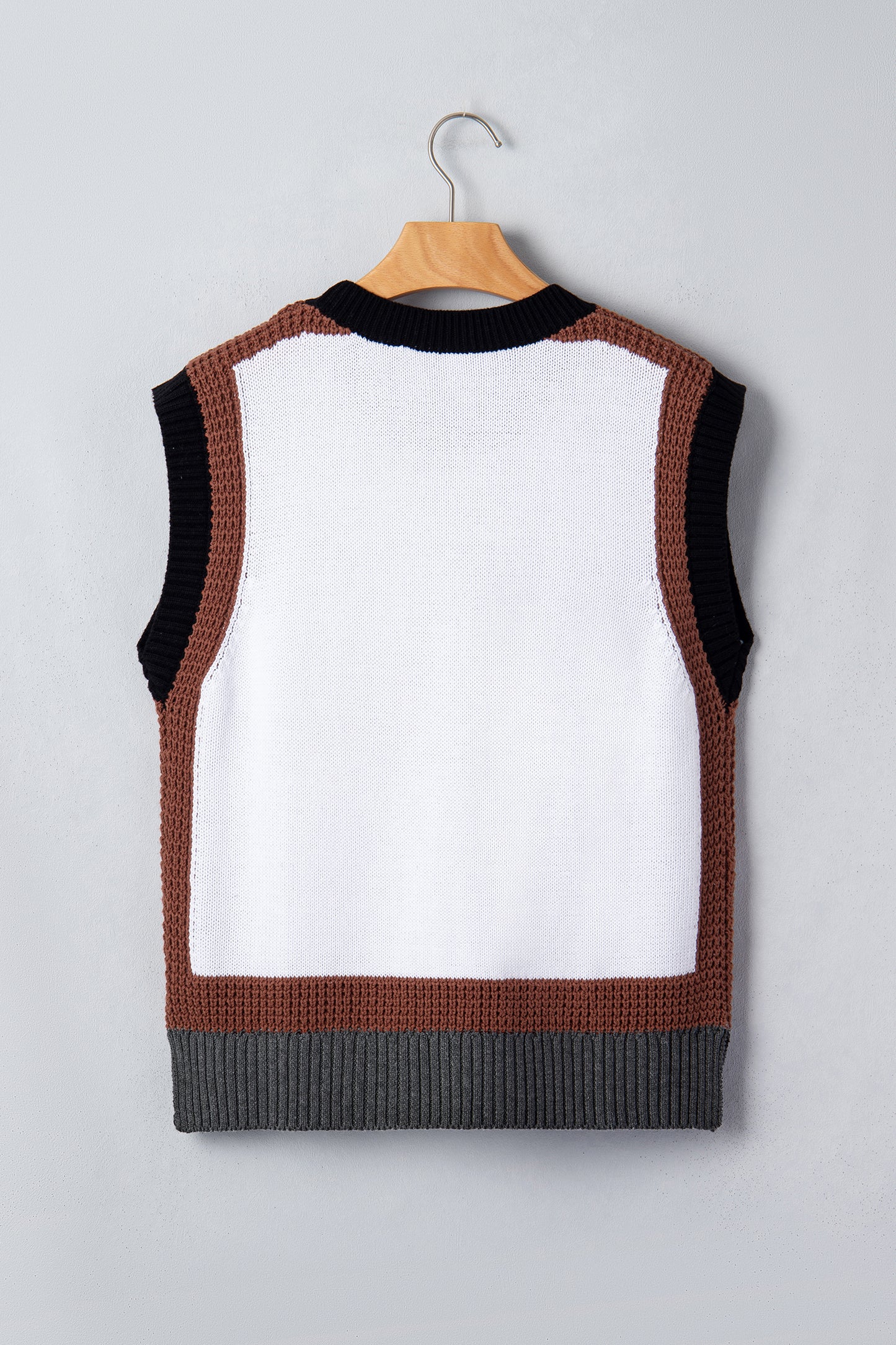 White Western Horse Head Colorblock Trim Sweater Vest-TOPS / DRESSES-[Adult]-[Female]-2022 Online Blue Zone Planet