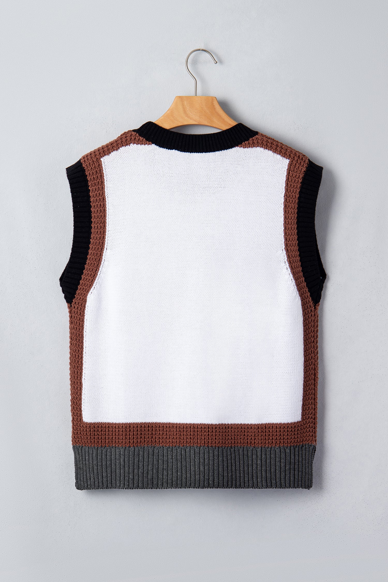 White Western Horse Head Colorblock Trim Sweater Vest-TOPS / DRESSES-[Adult]-[Female]-2022 Online Blue Zone Planet