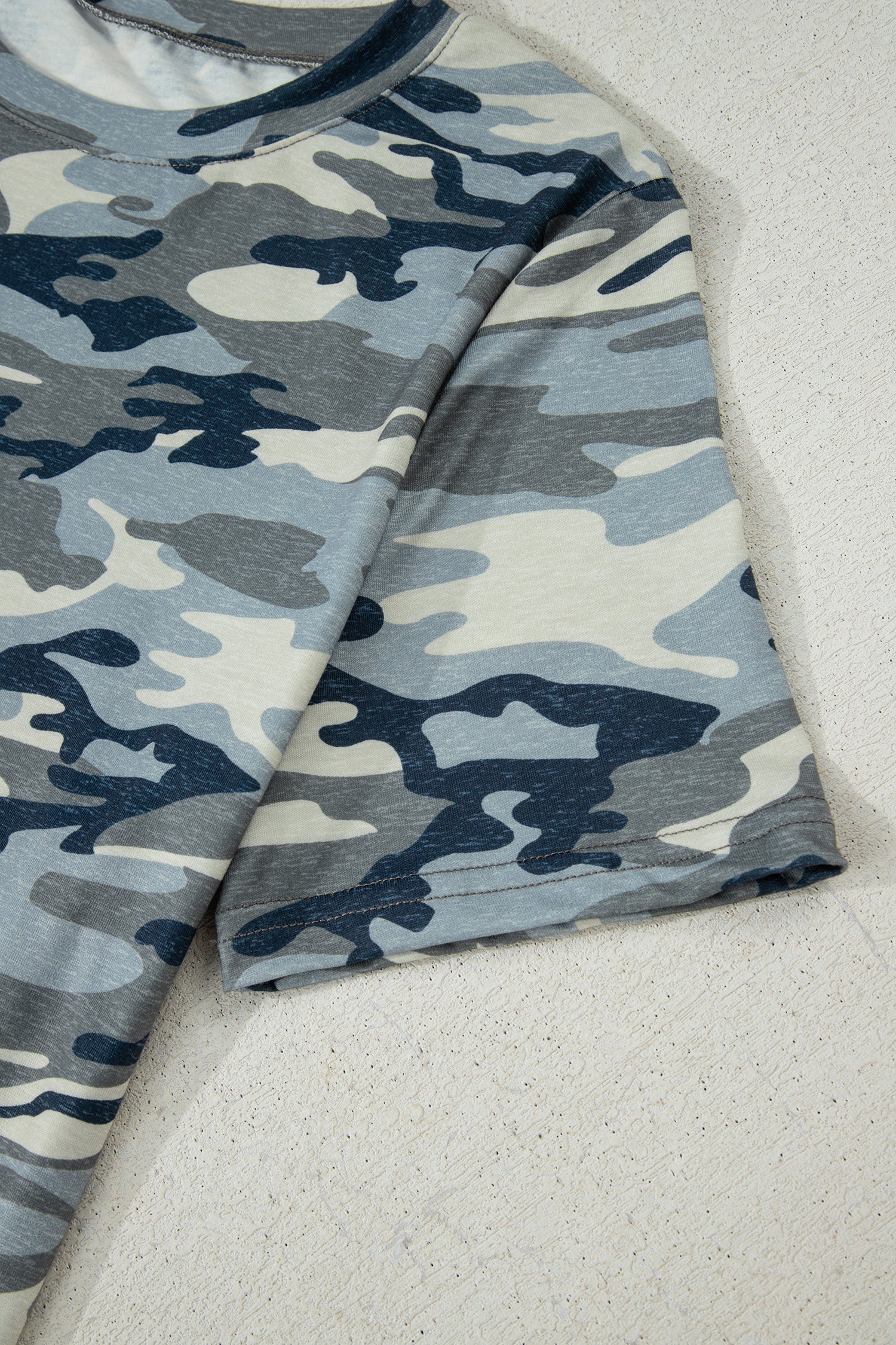 Green Camouflage Print Crew Neck T Shirt-Tops/Tops & Tees-[Adult]-[Female]-2022 Online Blue Zone Planet