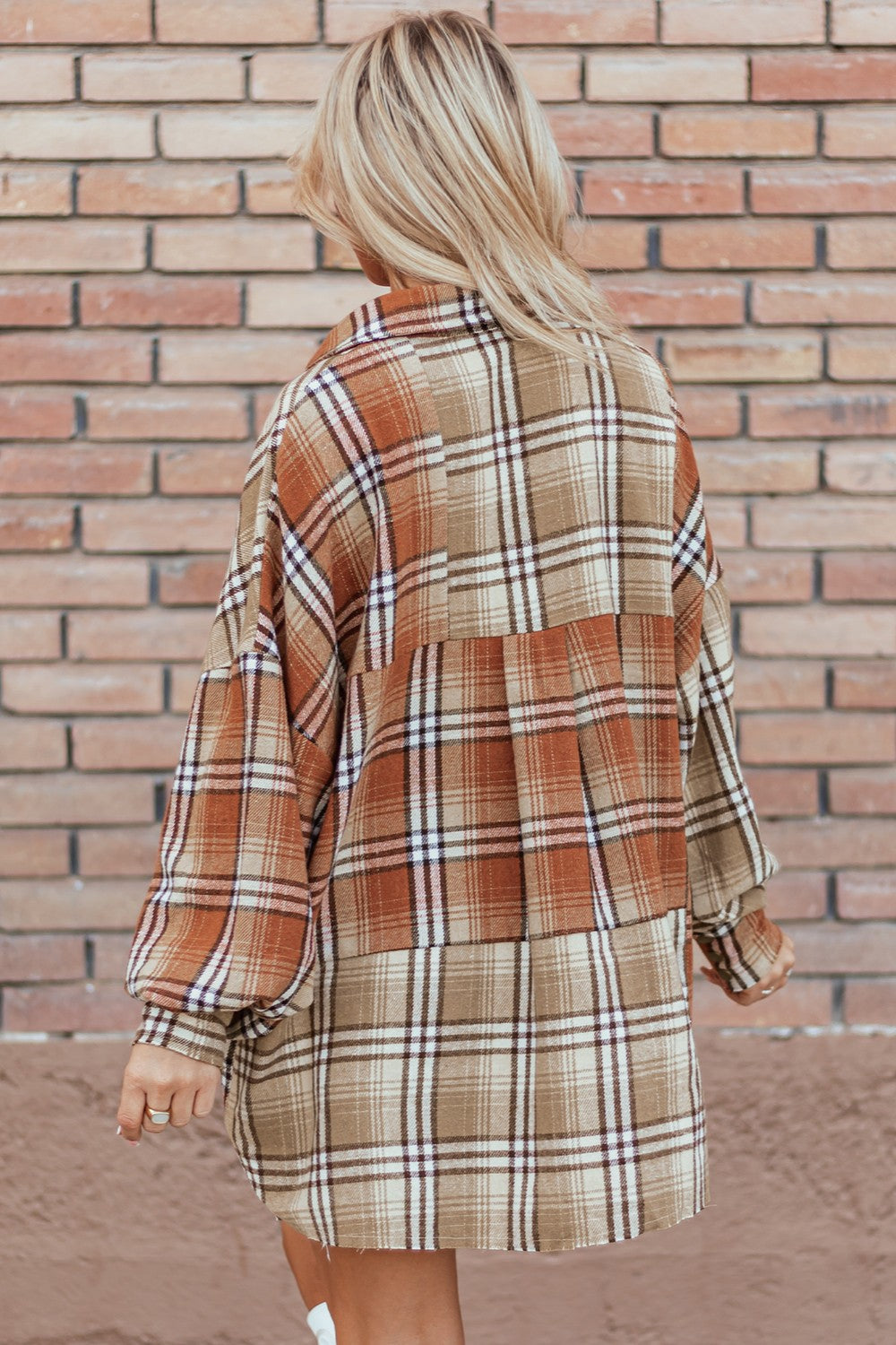 Plaid Snap Down Dropped Shoulder Shacket-TOPS / DRESSES-[Adult]-[Female]-2022 Online Blue Zone Planet