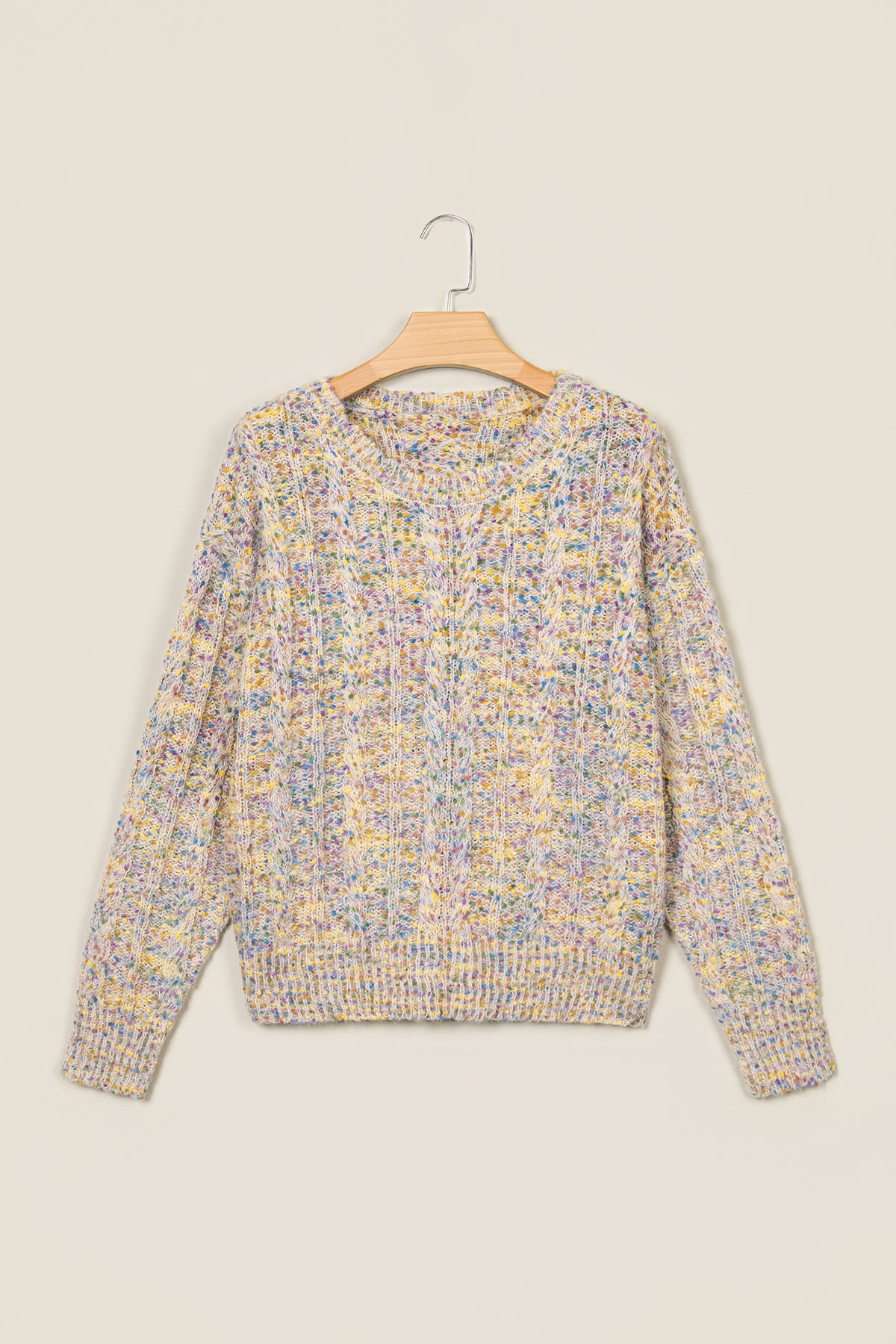 Multicolour Cozy Cable Knit Round Neck Long Sleeve Confetti Sweater-TOPS / DRESSES-[Adult]-[Female]-2022 Online Blue Zone Planet