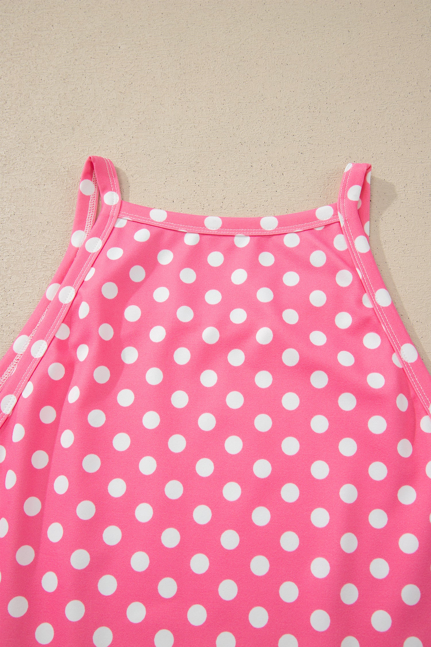 Pink Polka Dot Print Slim Tank Loose Pants 2pcs Outfit-Two Piece Sets/Pant Sets-[Adult]-[Female]-2022 Online Blue Zone Planet