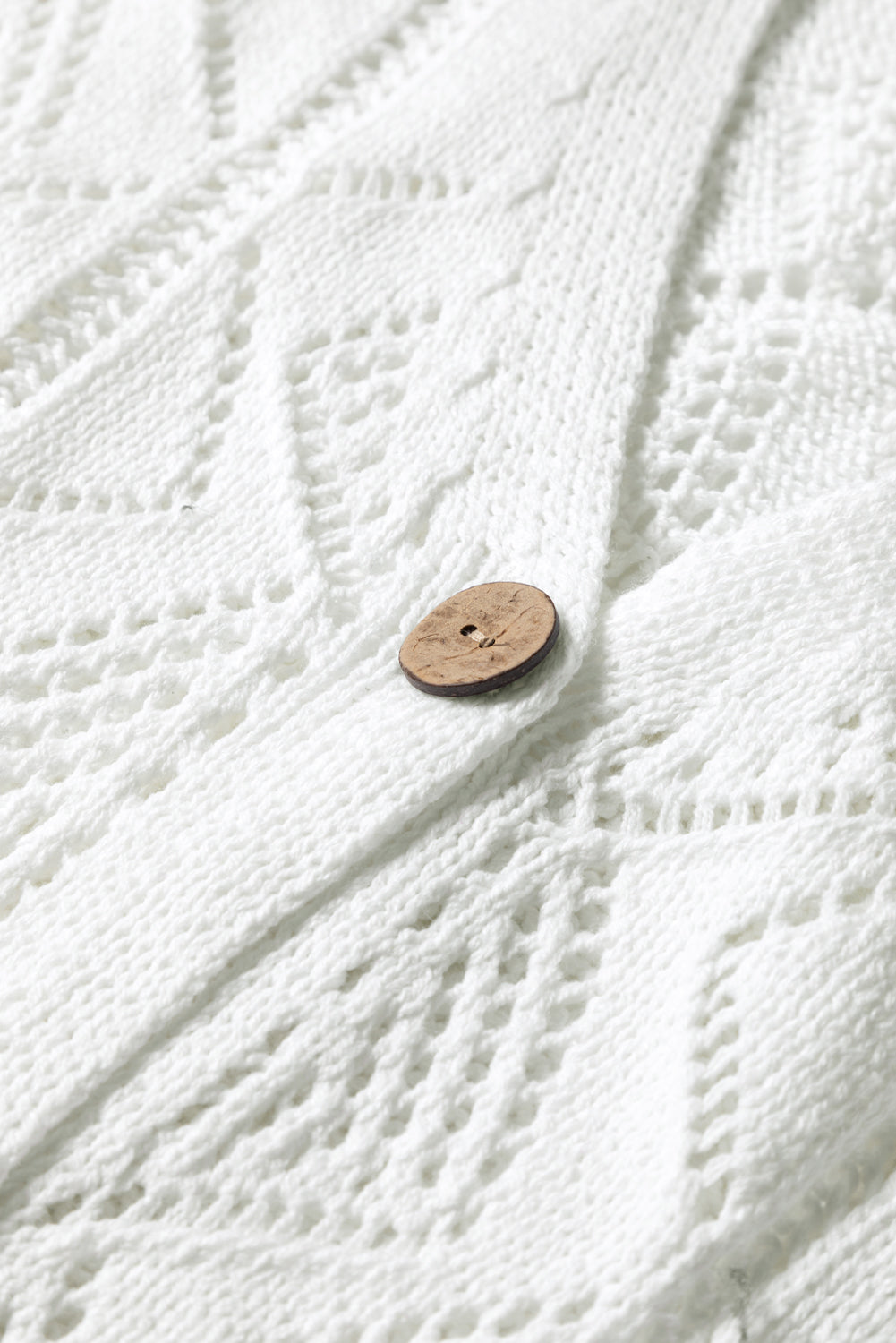 White Hollow-out Openwork Knit Cardigan-Sweaters & Cardigans/Cardigans-[Adult]-[Female]-2022 Online Blue Zone Planet