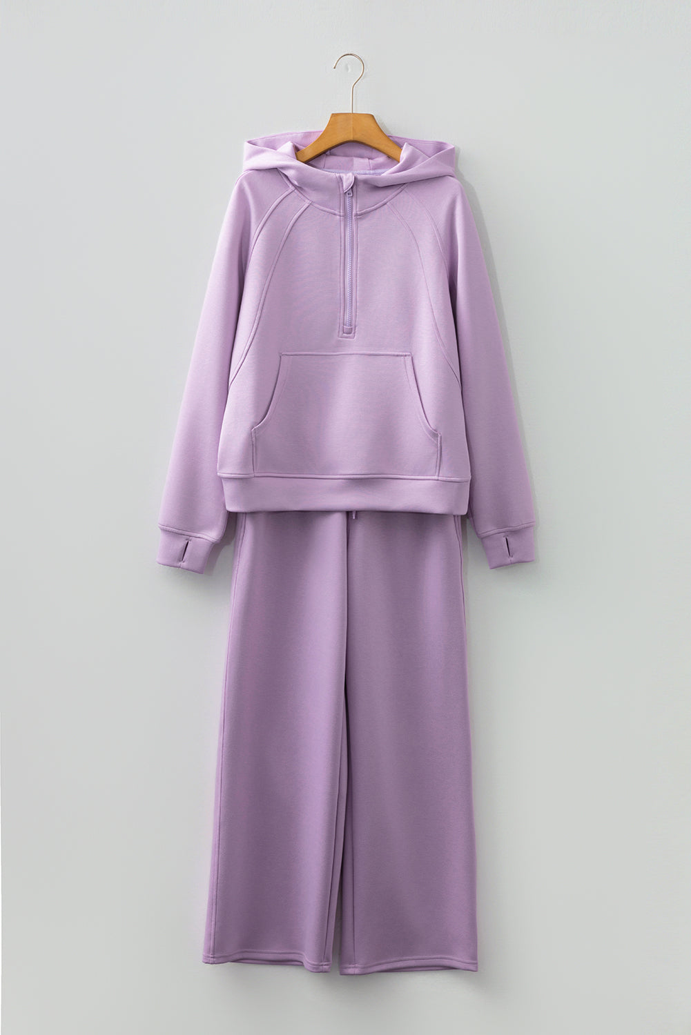 Orchid Bouquet Half Zip Thumbhole Sleeve Hoodie Active Pants 2pcs Outfit-Two Piece Sets/Pant Sets-[Adult]-[Female]-2022 Online Blue Zone Planet