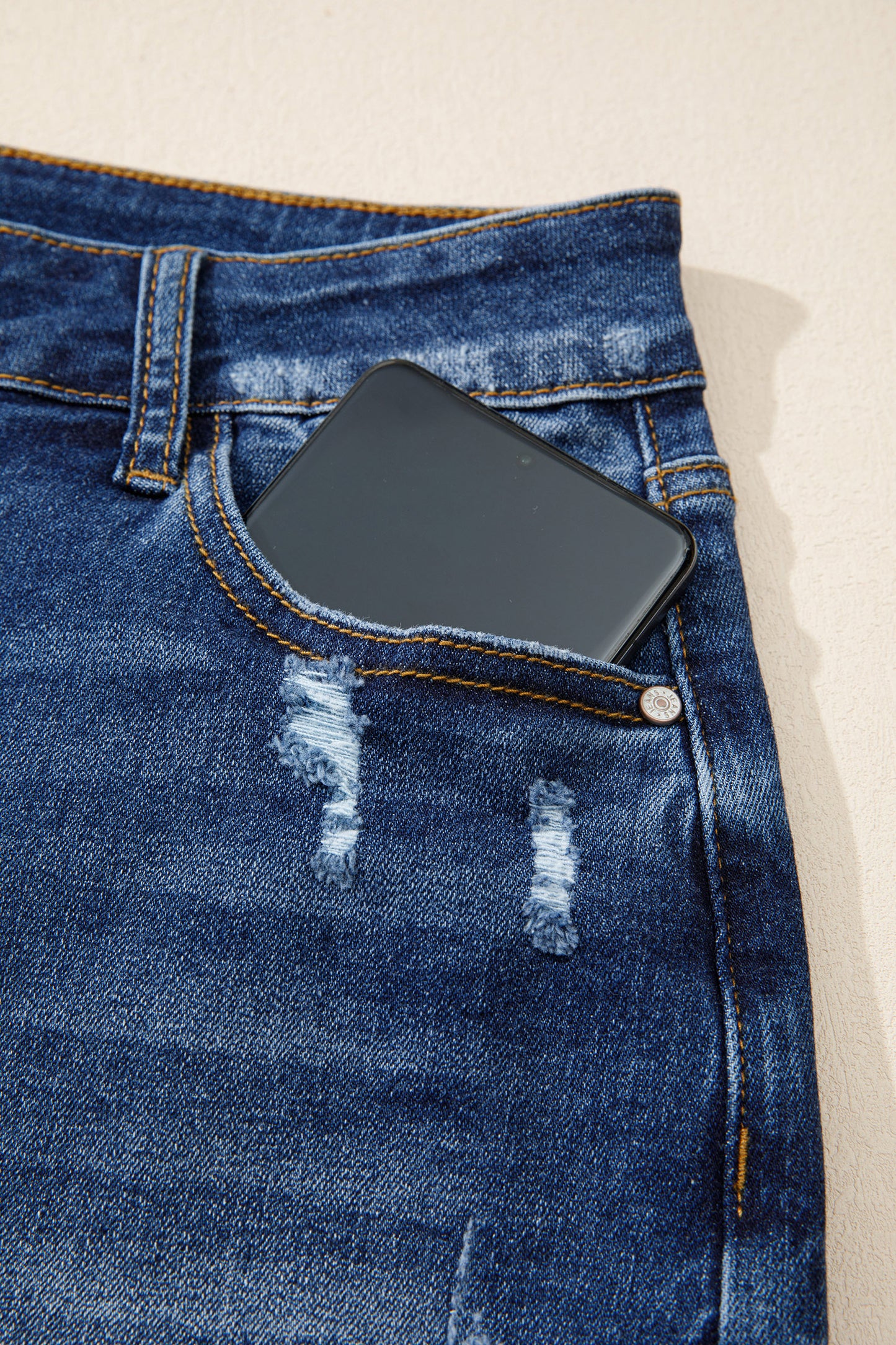 Sail Blue Asymmetric Raw Hem Distressed Whiskery Denim Shorts-Bottoms/Denim Shorts-[Adult]-[Female]-2022 Online Blue Zone Planet