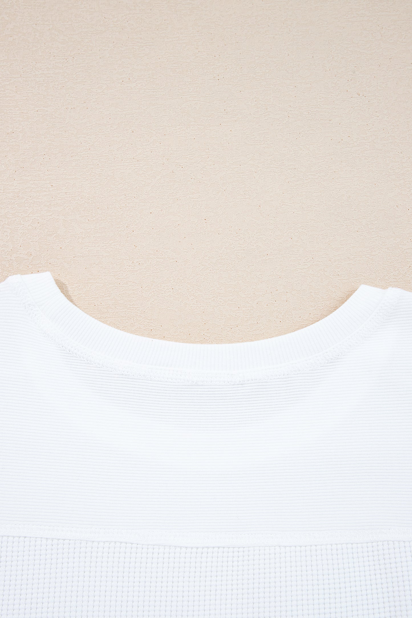 White Solid Color Waffle Ribbed Patchwork Dolman Sleeve Oversize Knit Top-Tops/Long Sleeve Tops-[Adult]-[Female]-2022 Online Blue Zone Planet