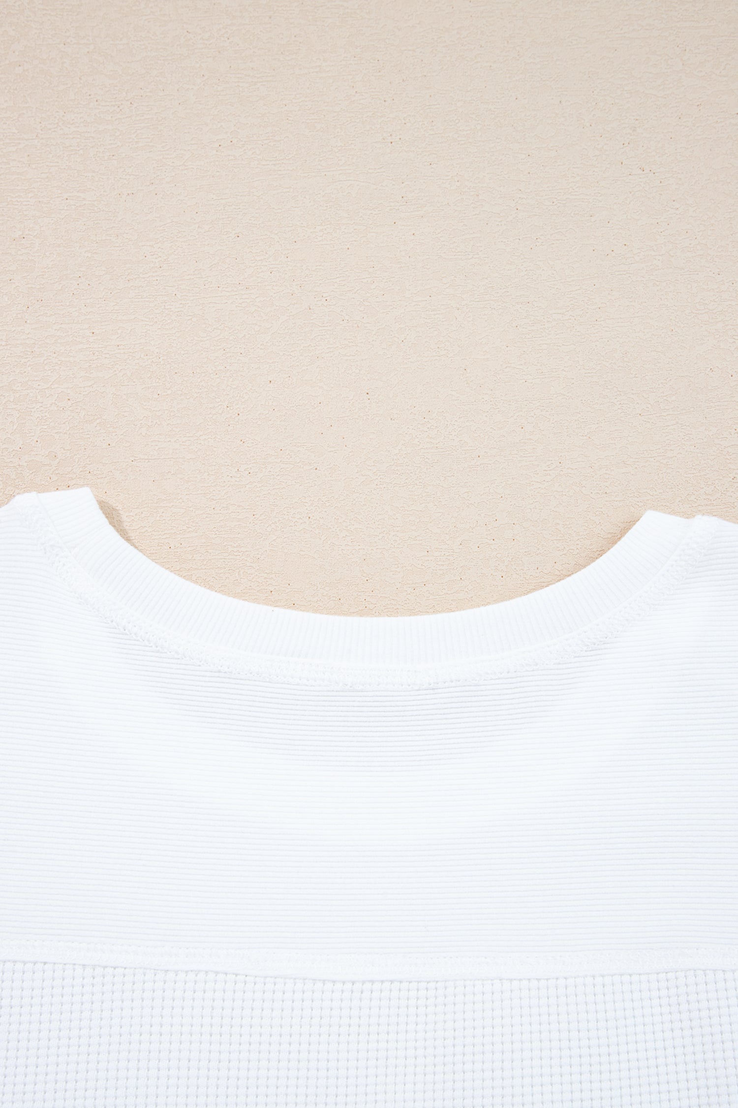 White Solid Color Waffle Ribbed Patchwork Dolman Sleeve Oversize Knit Top-Tops/Long Sleeve Tops-[Adult]-[Female]-2022 Online Blue Zone Planet