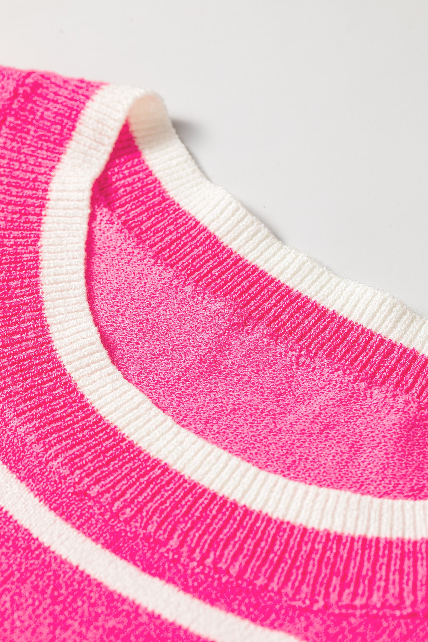 Rose Stripe Double Ruffle Short Sleeve Lightweight Knit Sweater-Sweaters & Cardigans/Short Sleeve Sweaters-[Adult]-[Female]-2022 Online Blue Zone Planet