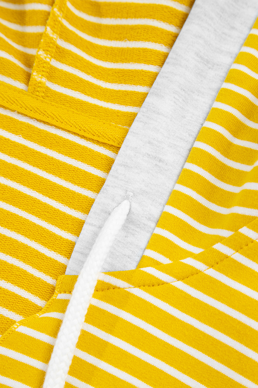 Yellow Stripe Color Block Drawstring V Neck Loose Fit Hooded Top-Tops/Sweatshirts & Hoodies-[Adult]-[Female]-2022 Online Blue Zone Planet