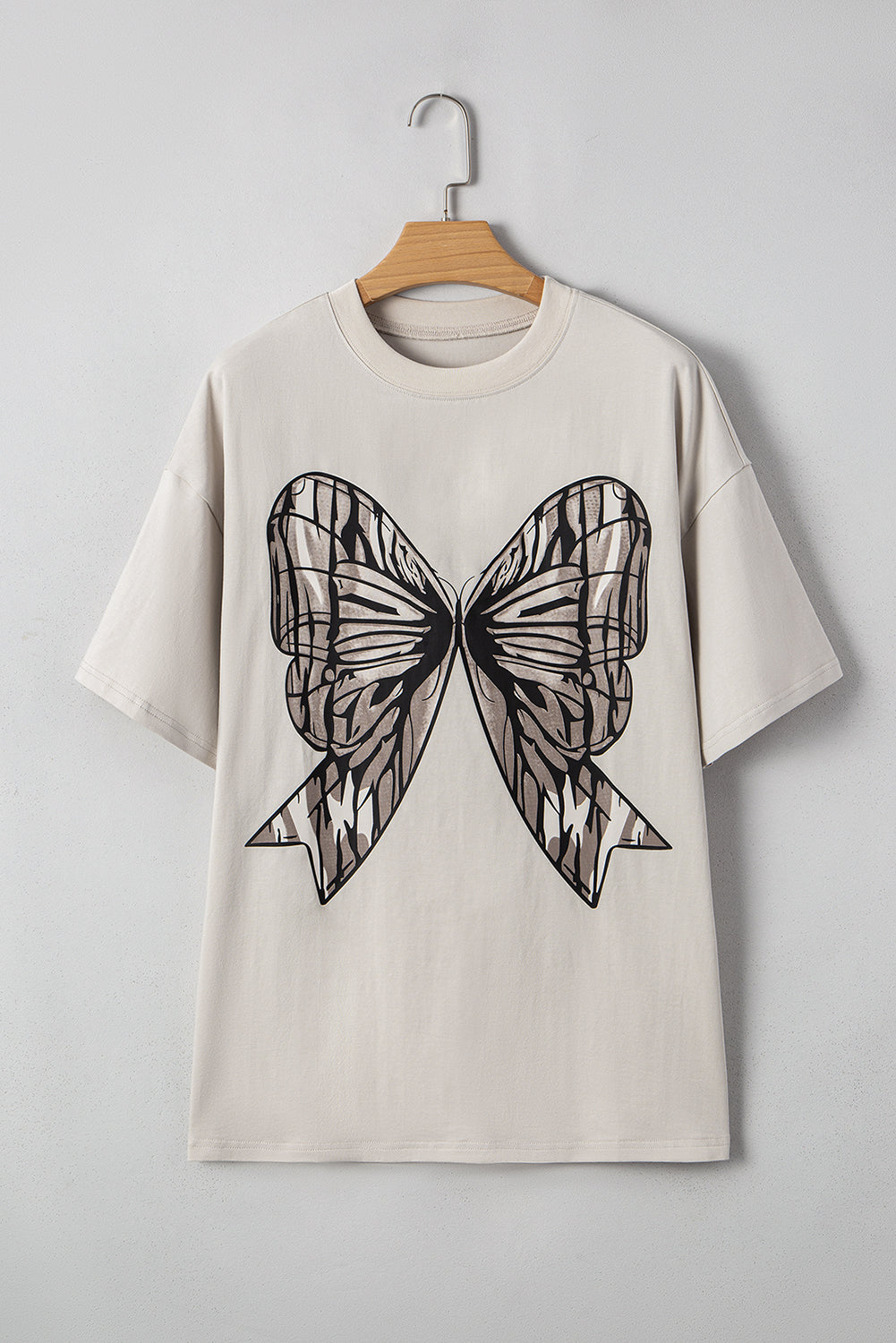 Casual Oversize Big Bow Printed Drop Shoulder Tunic Casual Tee-Tops/Tops & Tees-[Adult]-[Female]-2022 Online Blue Zone Planet