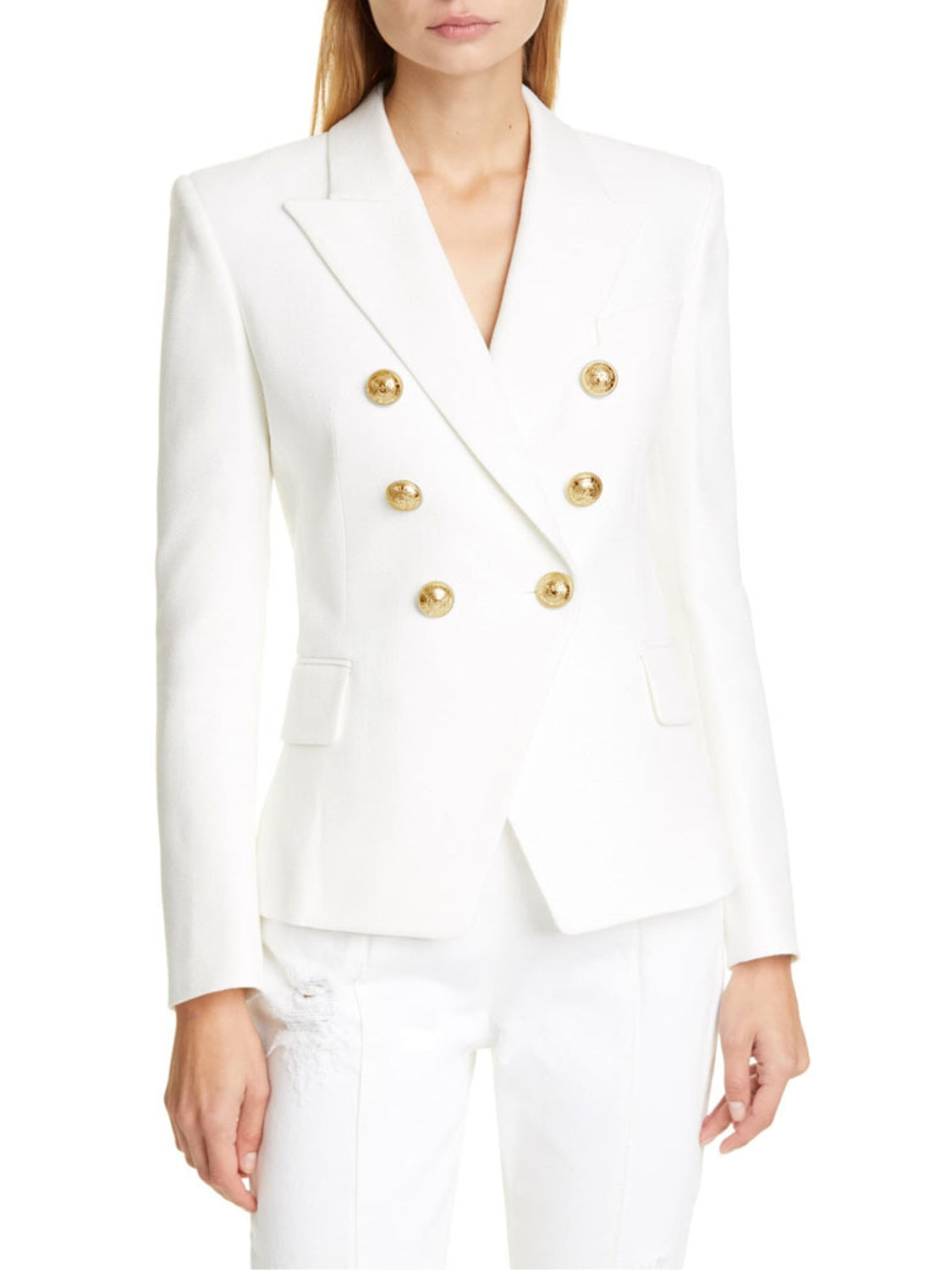 Lapel Collar Long Sleeve Blazer-TOPS / DRESSES-[Adult]-[Female]-White-S-2022 Online Blue Zone Planet