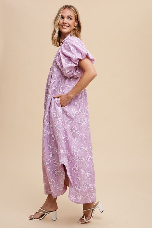 Annie Wear Floral Smock Detail Puff Sleeve Dress-TOPS / DRESSES-[Adult]-[Female]-2022 Online Blue Zone Planet