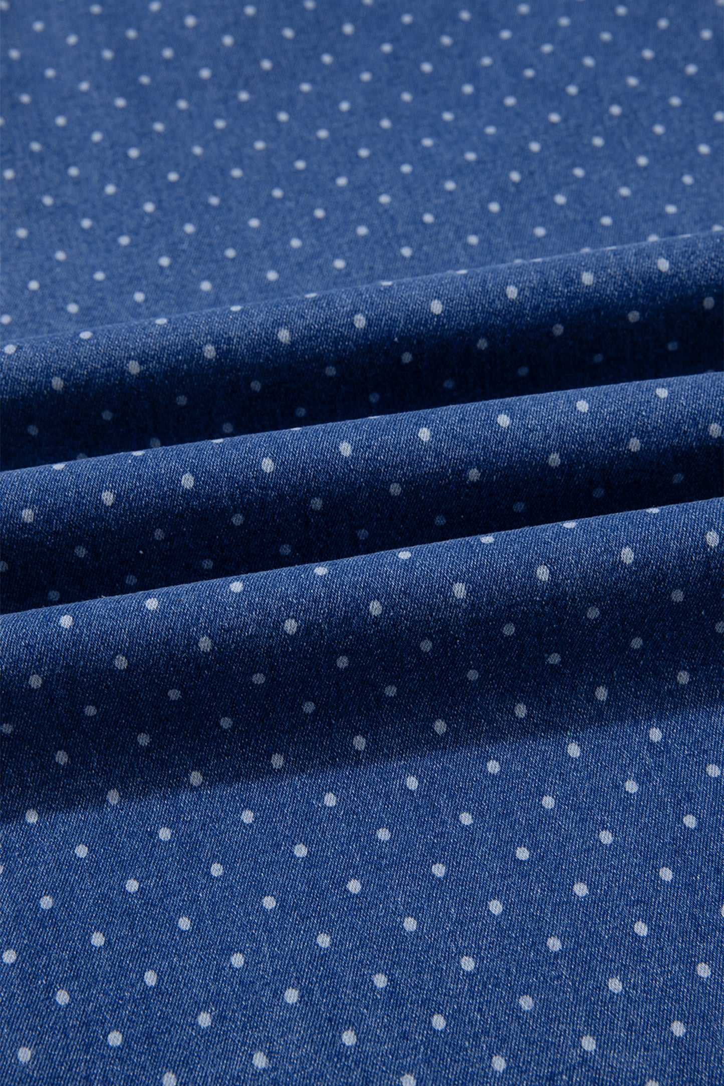 Sky Blue Polka Dot Wide Leg Full Length Shift Silhouette Plus Size Jeans