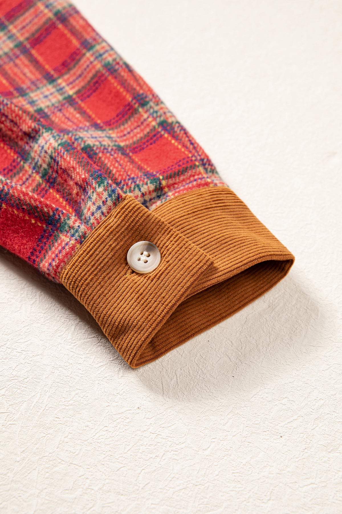 Red Casual Plaid Color Block Collared Button Shacket-Outerwear/Plaid Shackets-[Adult]-[Female]-2022 Online Blue Zone Planet