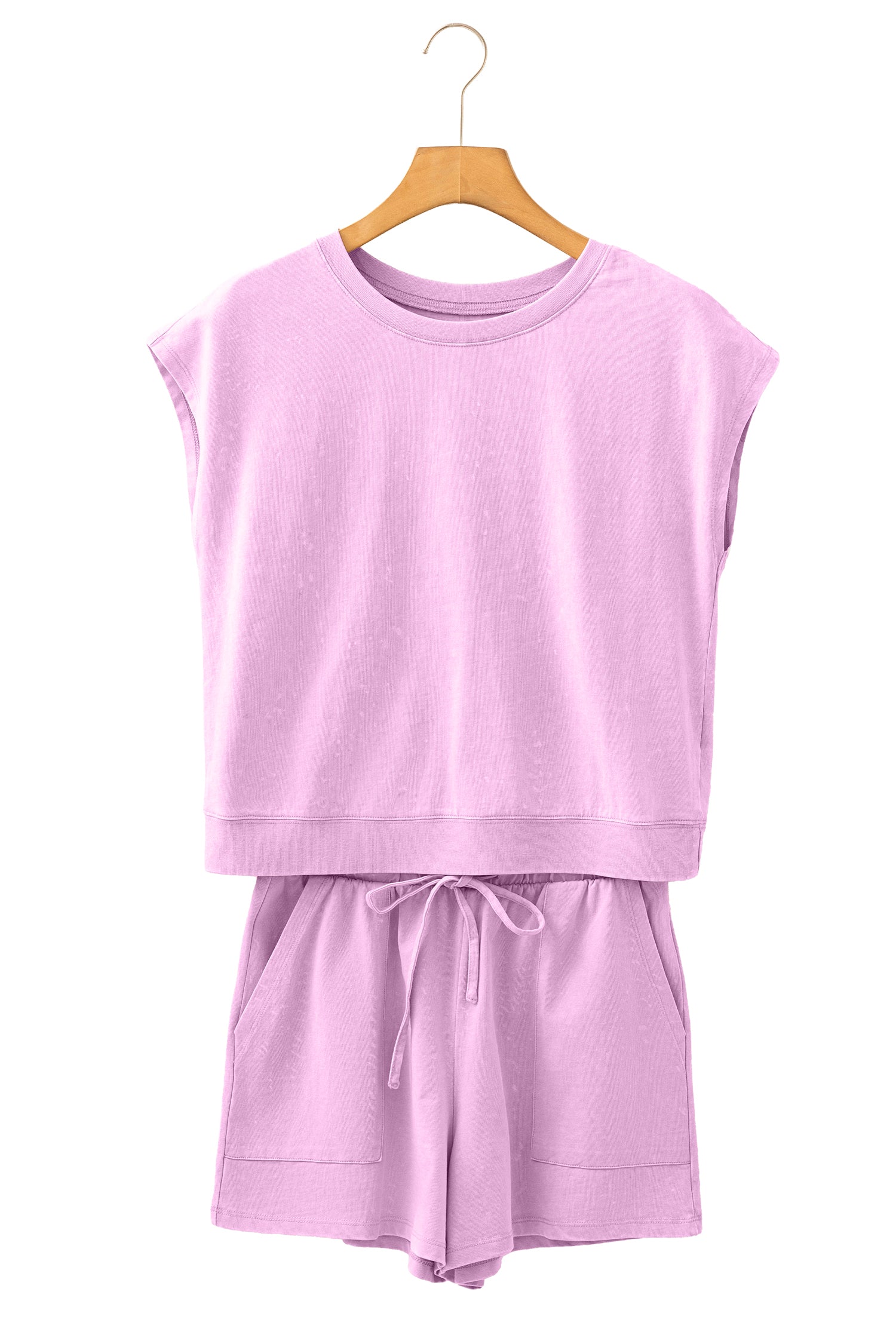 Orchid Bouquet Mineral Wash Cotton Short Set-Two Piece Sets/Short Sets-[Adult]-[Female]-2022 Online Blue Zone Planet