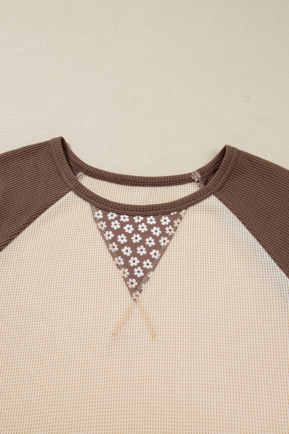 Brown Floral Print Patchwork Color Block Long Sleeve Top-Tops/Long Sleeve Tops-[Adult]-[Female]-2022 Online Blue Zone Planet