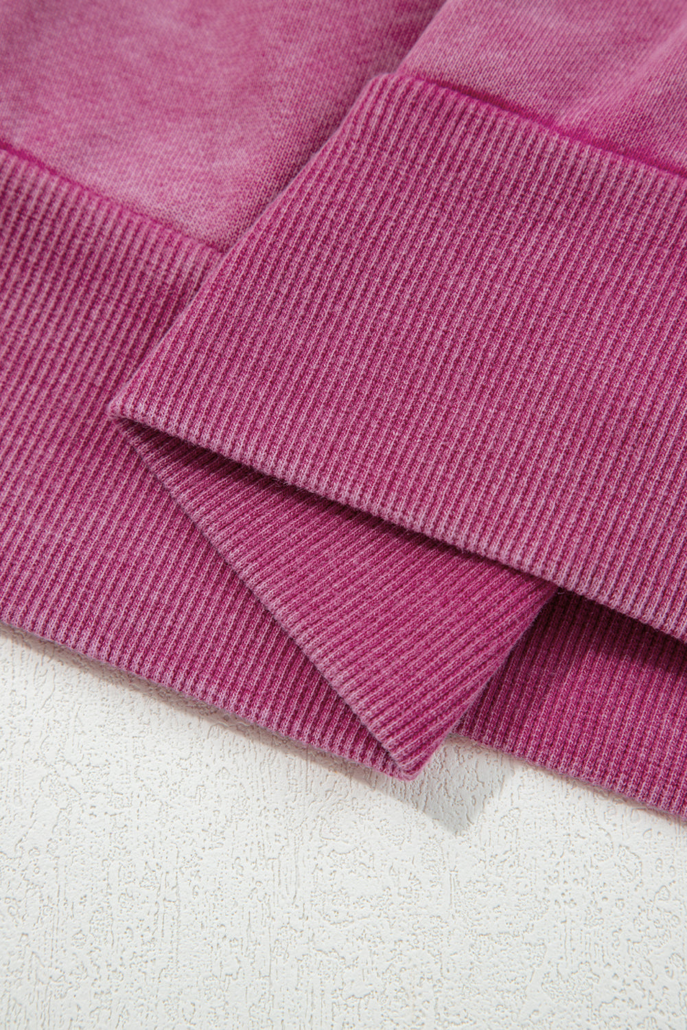 Rose Red Lace Patchwork Detail Notched Neck Mineral Wash Baggy Sweatshirt-Tops/Sweatshirts & Hoodies-[Adult]-[Female]-2022 Online Blue Zone Planet