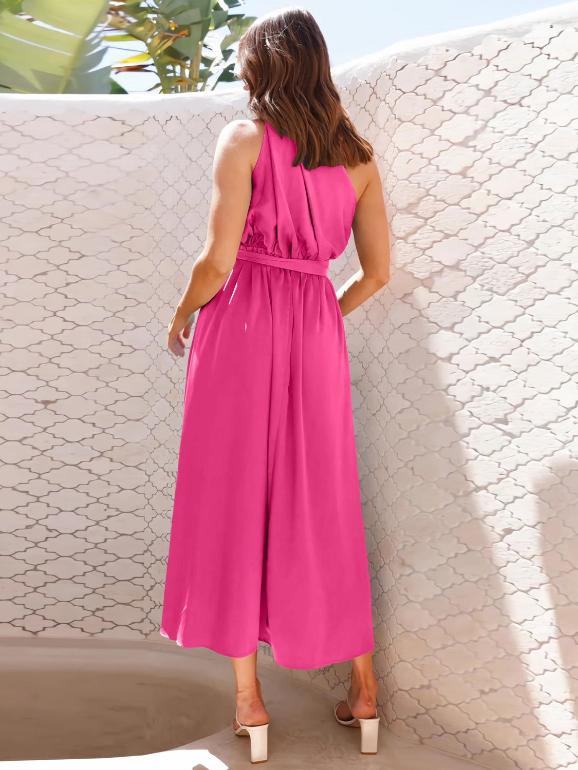 Single Shoulder Midi Dress-TOPS / DRESSES-[Adult]-[Female]-Hot Pink-S-2022 Online Blue Zone Planet