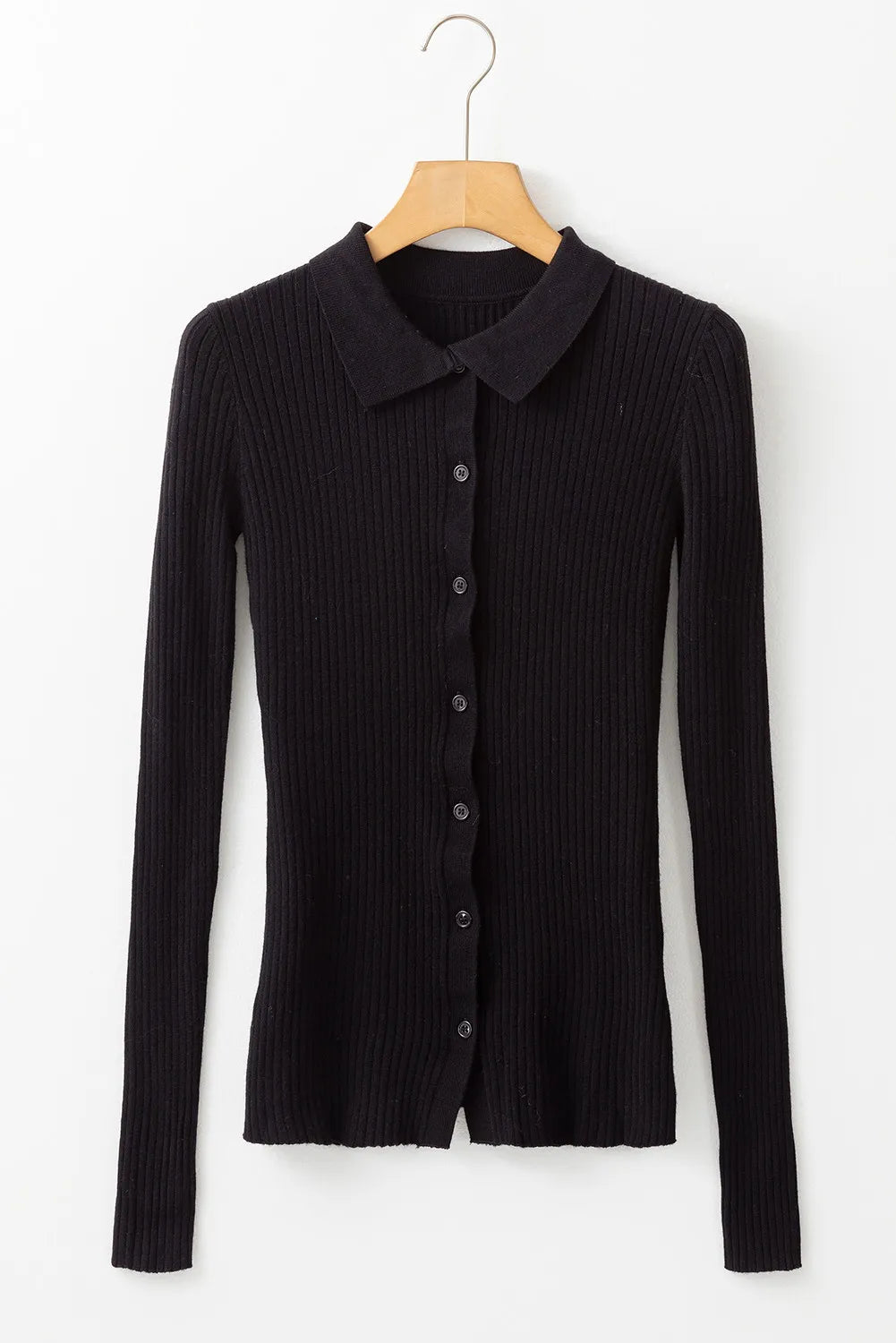 Button Up Collared Neck Cardigan-TOPS / DRESSES-[Adult]-[Female]-2022 Online Blue Zone Planet