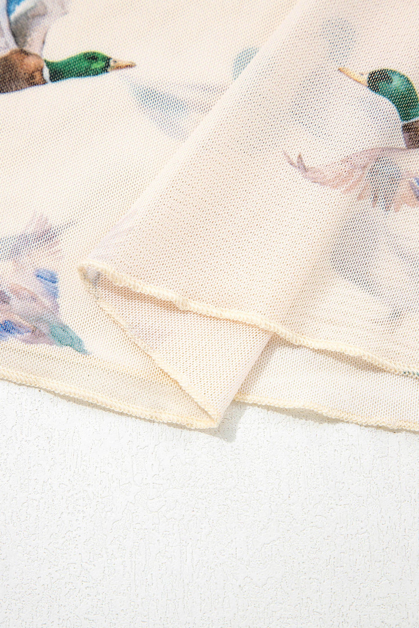 Beige Mallard Sheer Mesh Short Sleeve Top-Tops/Tops & Tees-[Adult]-[Female]-2022 Online Blue Zone Planet