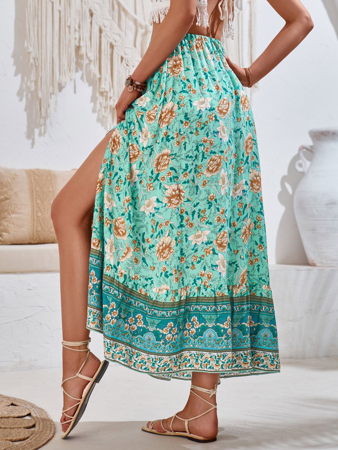 Tied Printed Midi Skirt-BOTTOMS SIZES SMALL MEDIUM LARGE-[Adult]-[Female]-2022 Online Blue Zone Planet